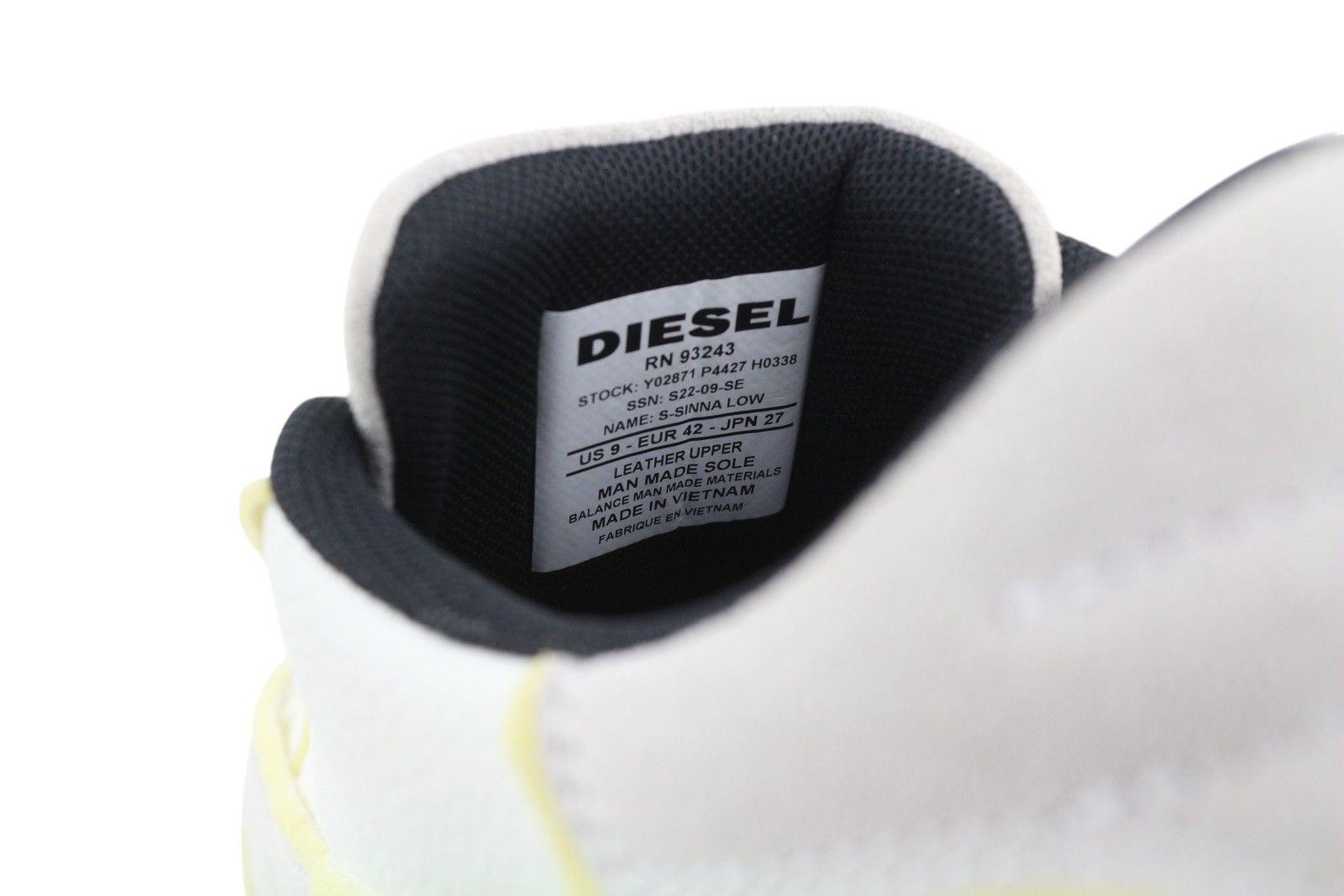 Diesel S-SINNA LOW EU42 White Leather Low Top 41098 Size US 9 / EU 42 - 11 Thumbnail