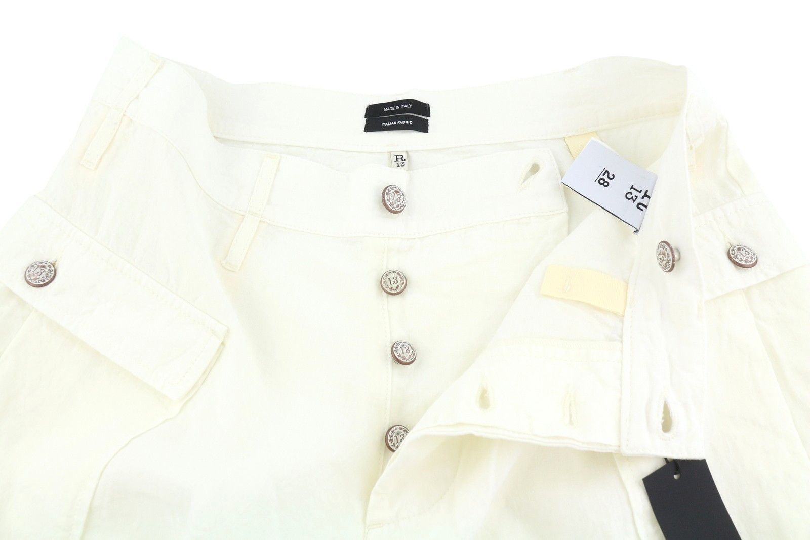 R13 BUBBLE SKORT 28 White Linen Patch Shorts 90036 Size 28" / US 6 / IT 42 - 5 Thumbnail