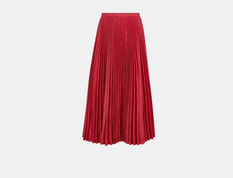 Dior o1w1db10326 512J04 Mid-Length Skirt in Bright Red Size 25" / US 0 / IT 36 - 1 Thumbnail