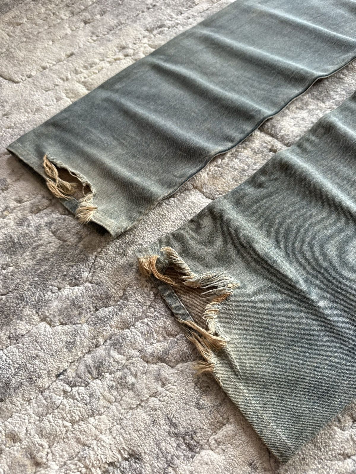 Japanese Brand Vintage Wrangler Mud Wash Distressed Baggy Selvedge Jeans Size US 29 - 21 Thumbnail