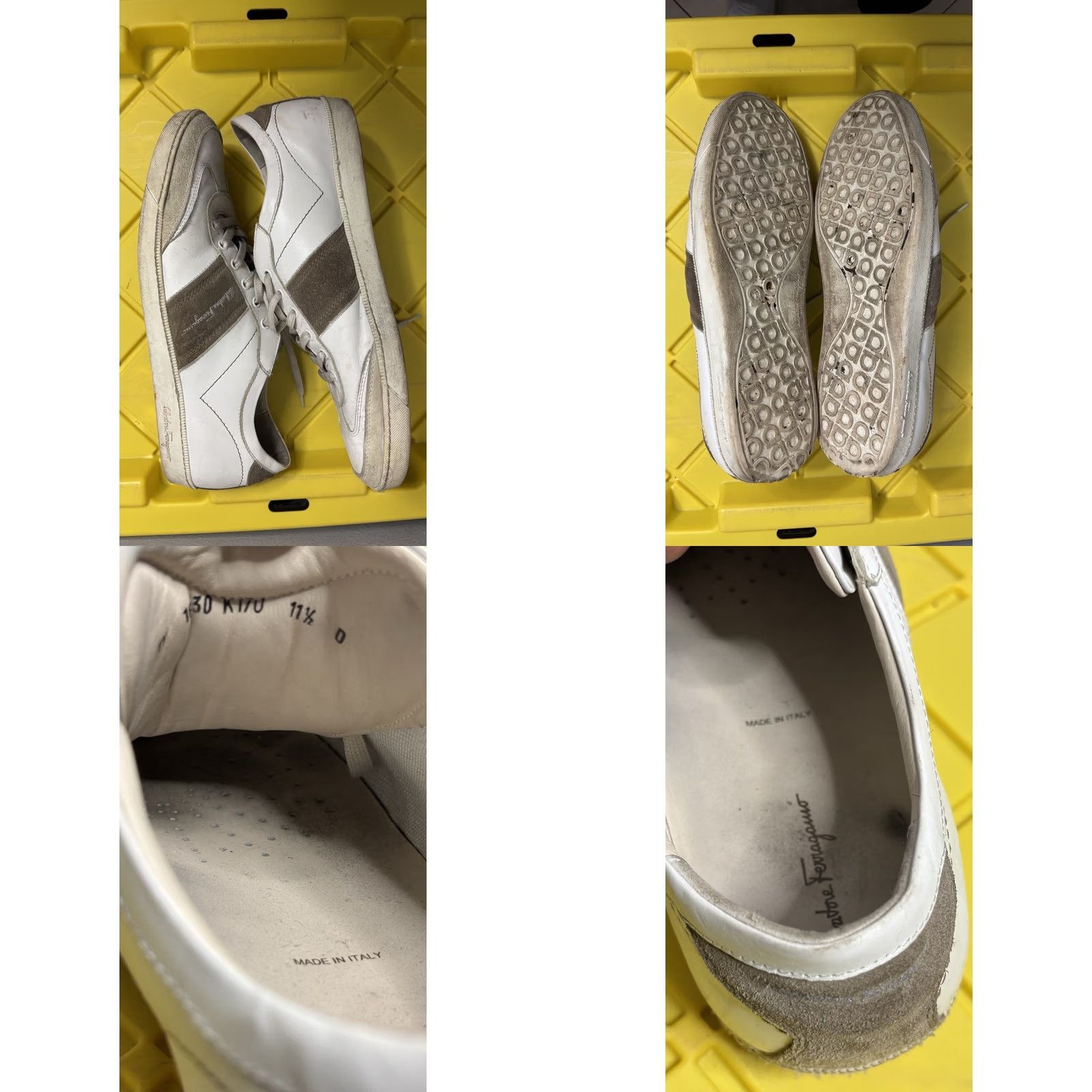 Vintage FERRAGAMO Men’s Achille Signature Leather Sneakers White Beige 11.5 M US S029 Size US 12 / EU 45 - 8 Thumbnail