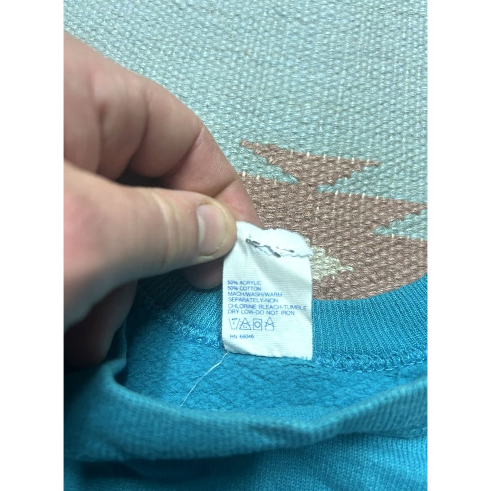 Tultex VINTAGE 80s Sweatshirt Crewneck Tultex Blank Teal Turquoise Blue Raglan Large Mens Shirt Size US L / EU 52-54 / 3 - 5 Thumbnail