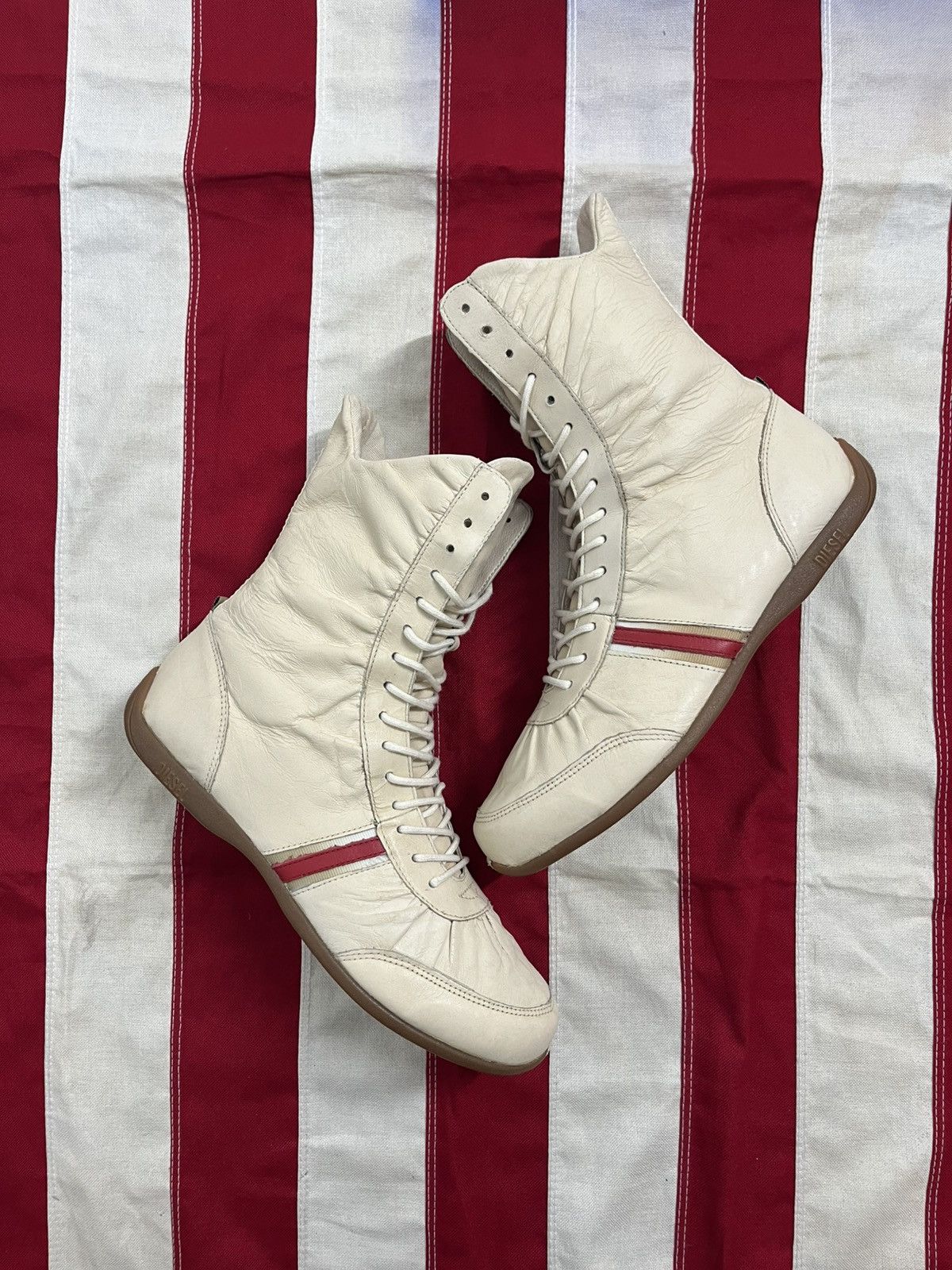 Diesel Archive Diesel wrestling/boxing boots in leather, dark cream Size US 8 / IT 38 - 1 Thumbnail