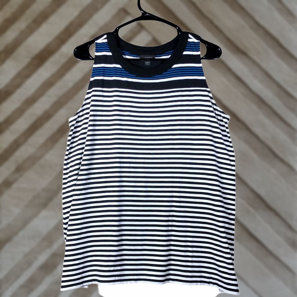 Vintage J Jill Women Blouse Striped Sleeveless Black White Wearever Collection PL Petite Casual Sleeveless Blouse Womens Size L / US 10 / IT 46 - 1 Thumbnail