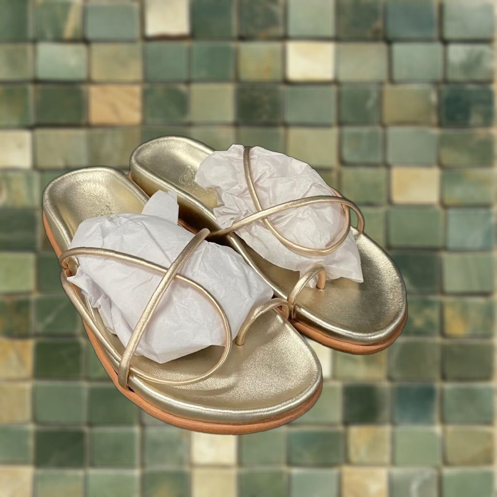 VINTAGE ANCIENT GREEK SANDALS Kansiz Faux-leather Sandals Women 38/US 8 Gray Strappy Solid Sandals Womens