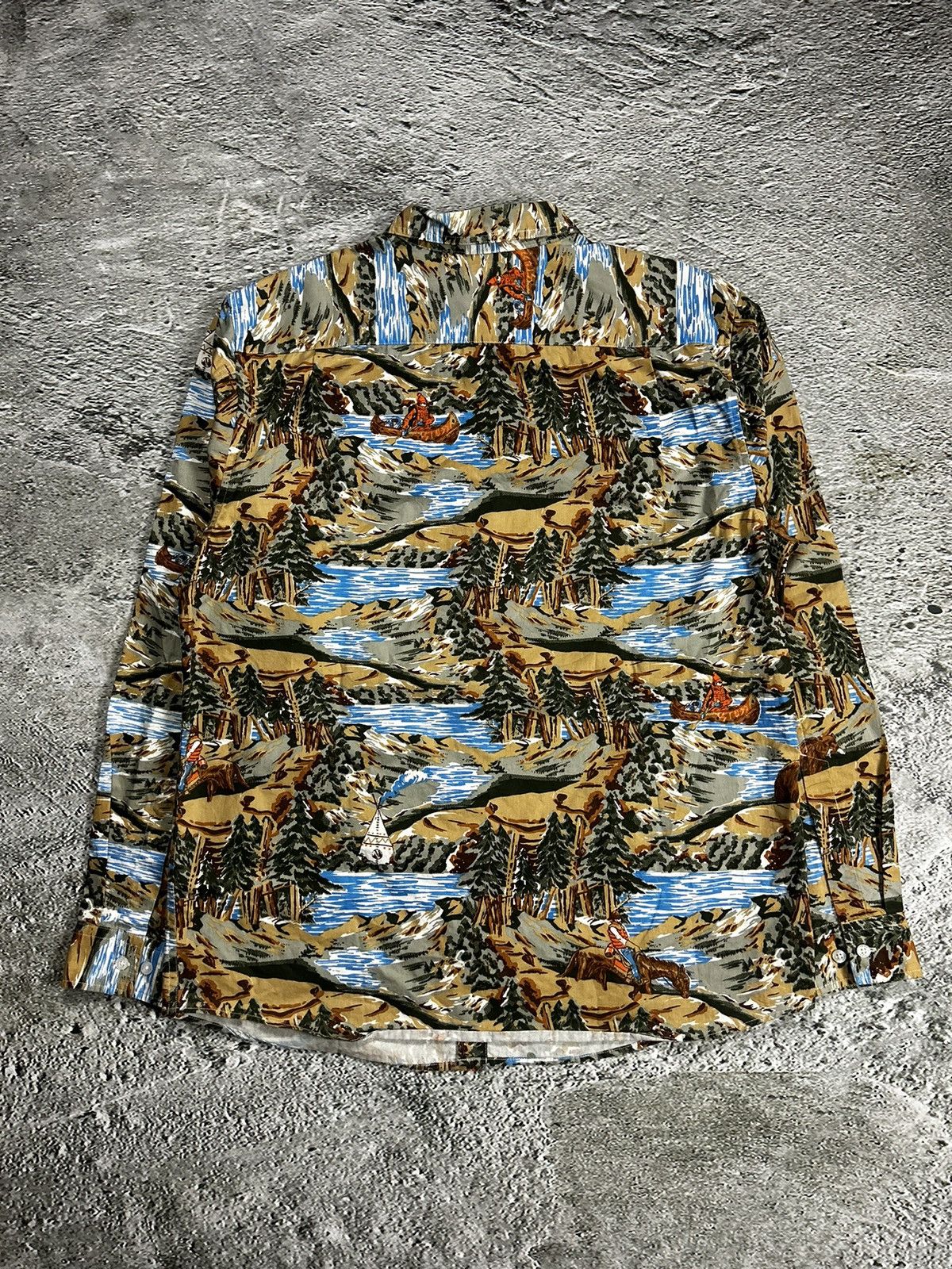 Stussy Stussy shirt landscape print button up canoe outdoor vintage Size US XL / EU 56 / 4 - 11 Thumbnail