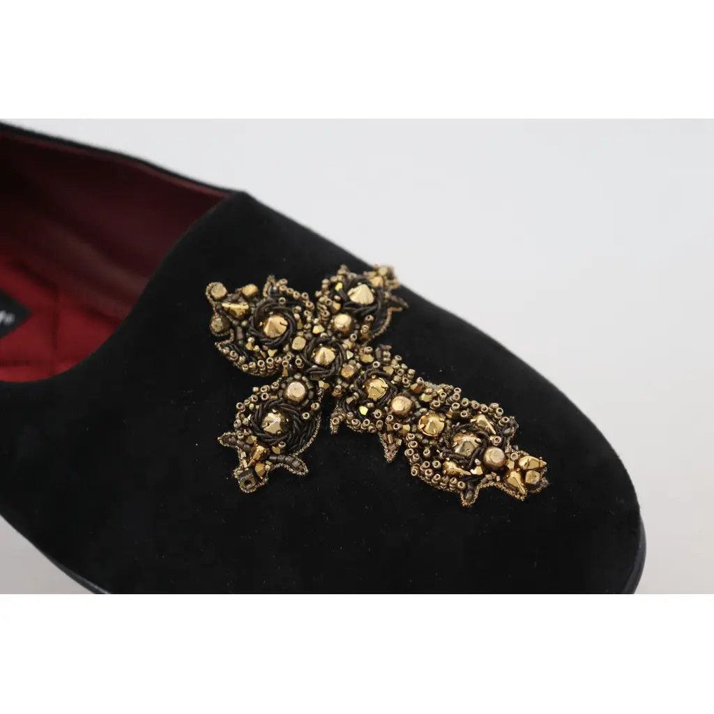 Dolce & Gabbana o1y0125 Suede Embellished Loafers in Black Size US 7.5 / EU 40-41 - 5 Thumbnail