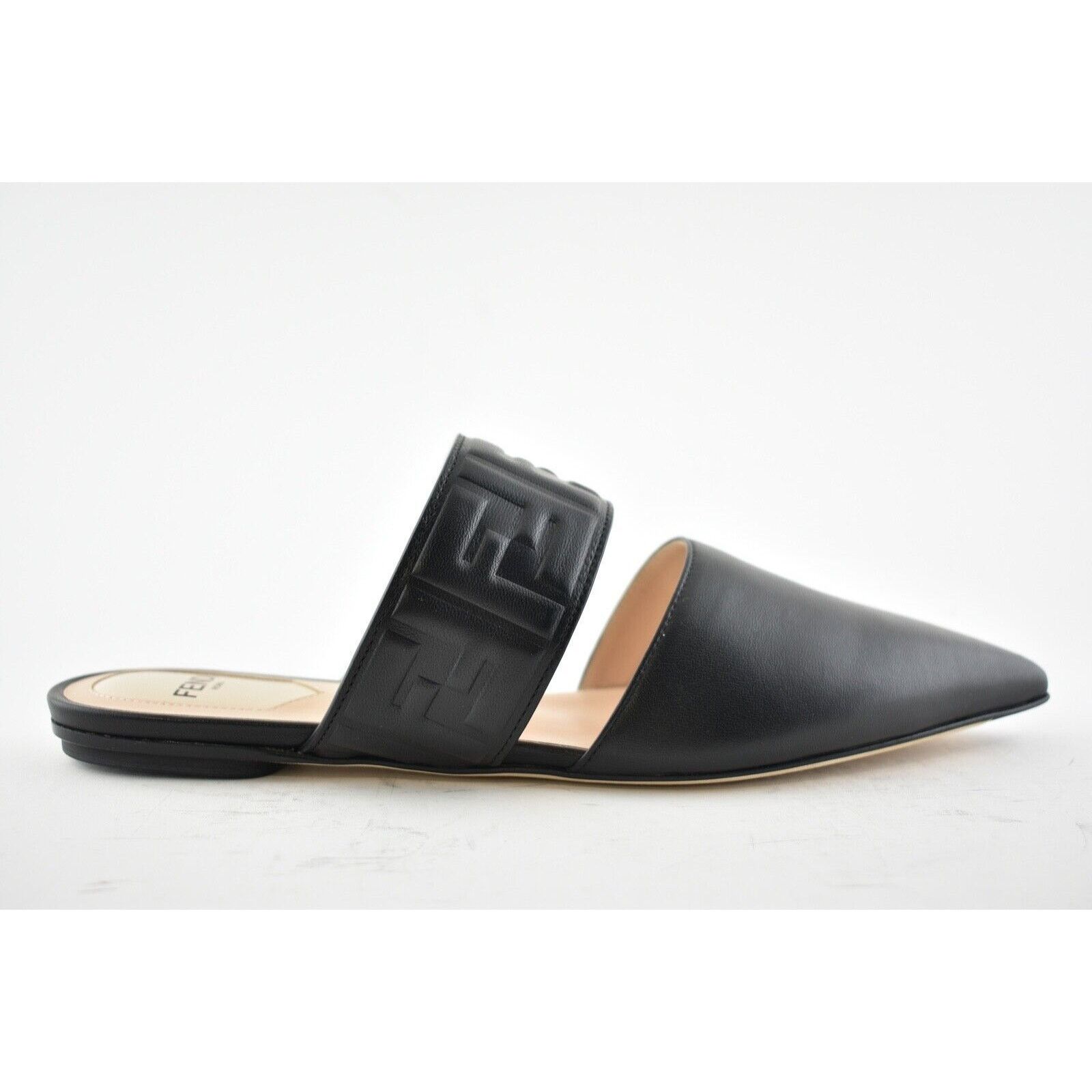 Fendi Fendi Motif FF Logo Black Leather Pointed Toe Ballerina Size US 7.5 / IT 37.5 - 3 Thumbnail