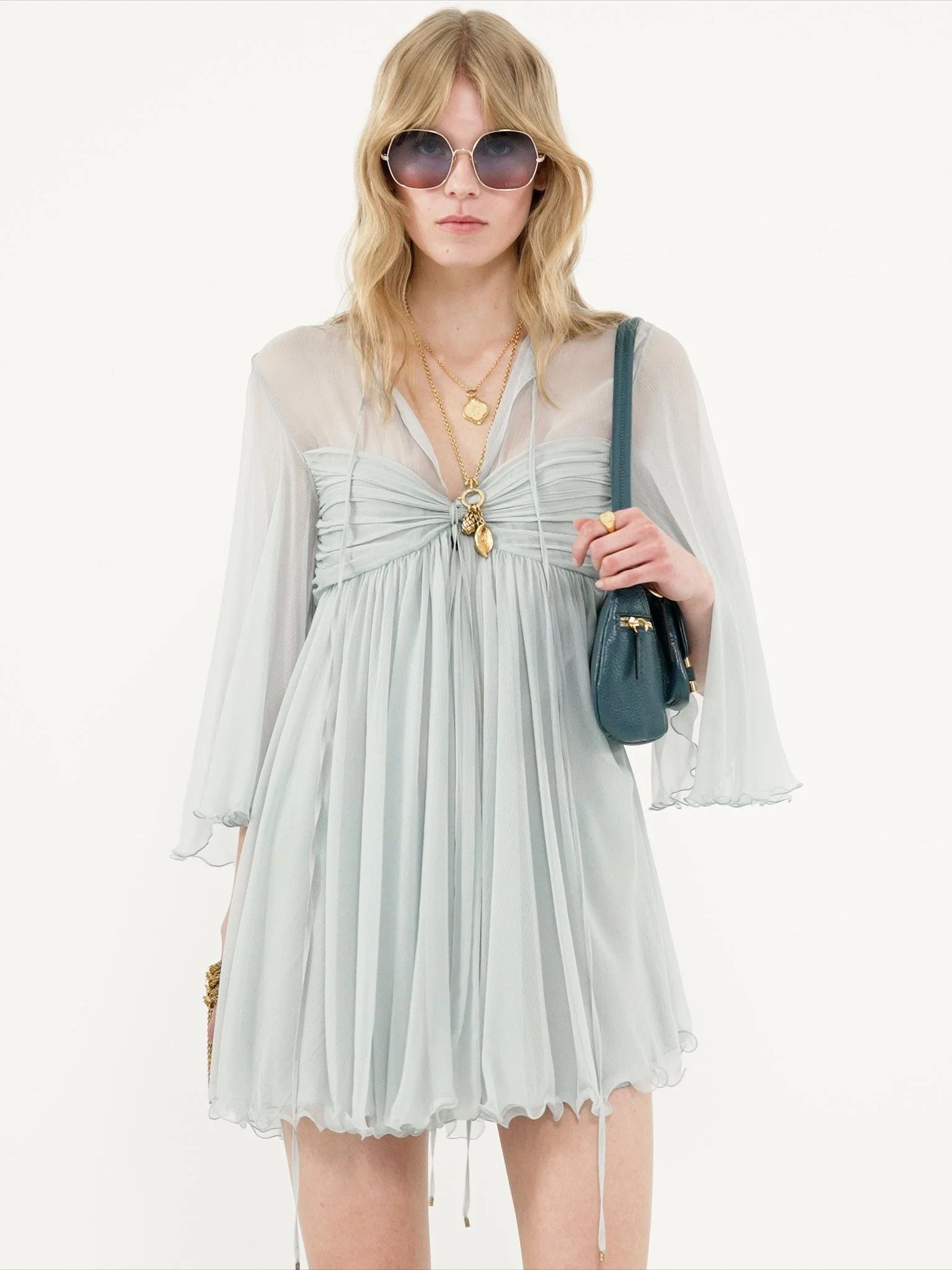 Chloe o1loc1c10226 Mini Dress in Iry Grey Size XS / US 0-2 / IT 36-38 - 4 Thumbnail