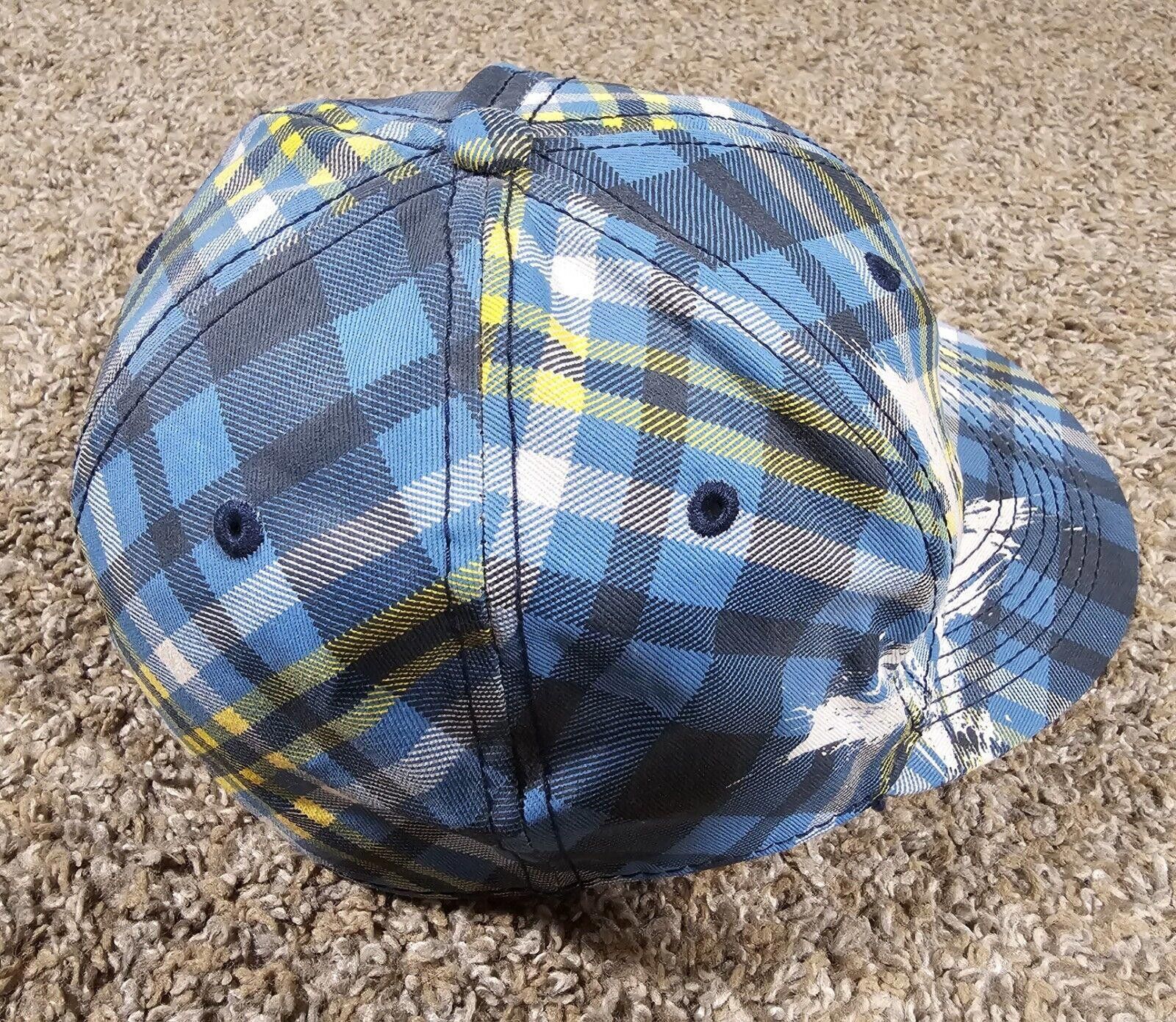 Designer EXPLICIT Star Streetwear Hat Plaid Yellow Blue White S/M Fit Size ONE SIZE - 5 Thumbnail