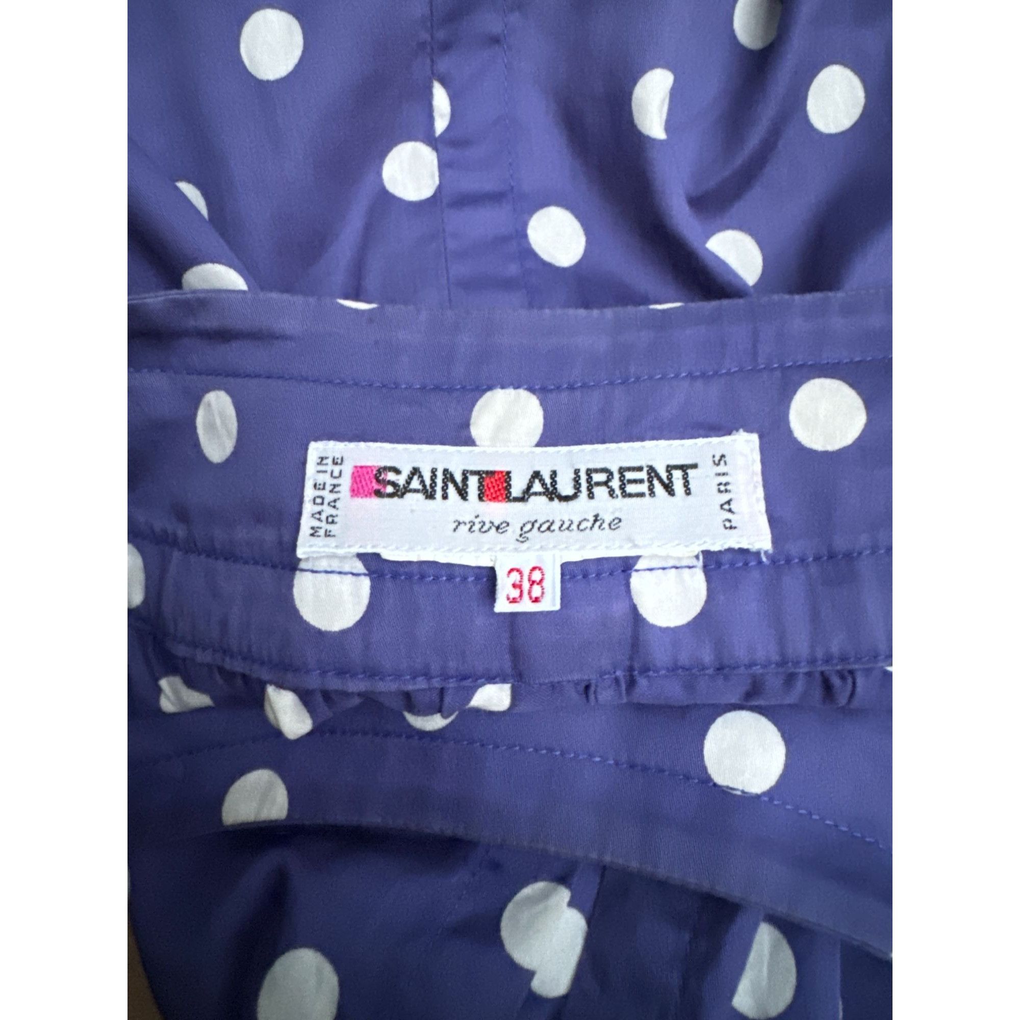 Yves Saint Laurent 1980s Navy Polka Dot Cotton Dress Size M / US 6-8 / IT 42-44 - 5 Thumbnail
