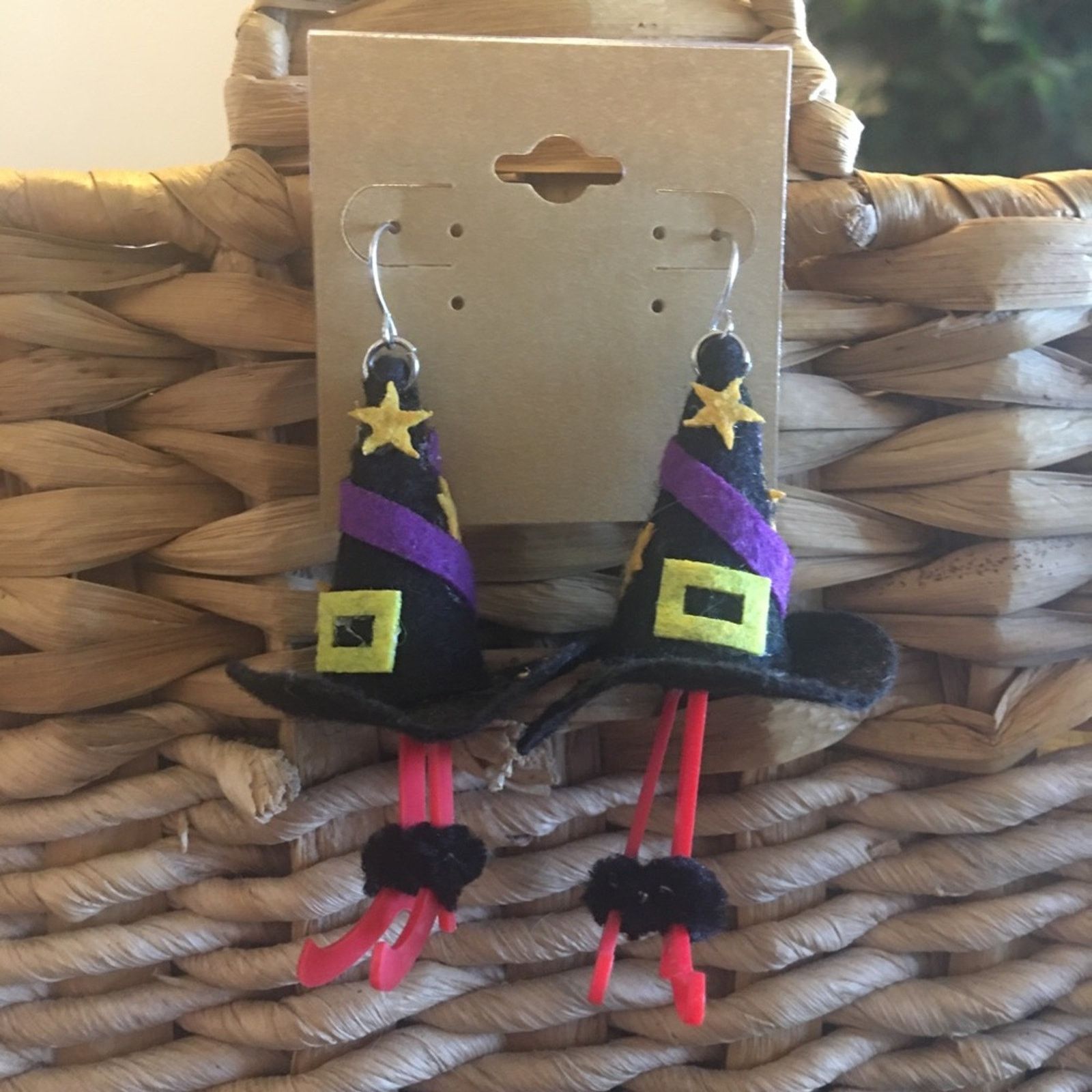 Jewelry Halloween Witch Hat With Legs Fish Hook Earrings in Black, Women's