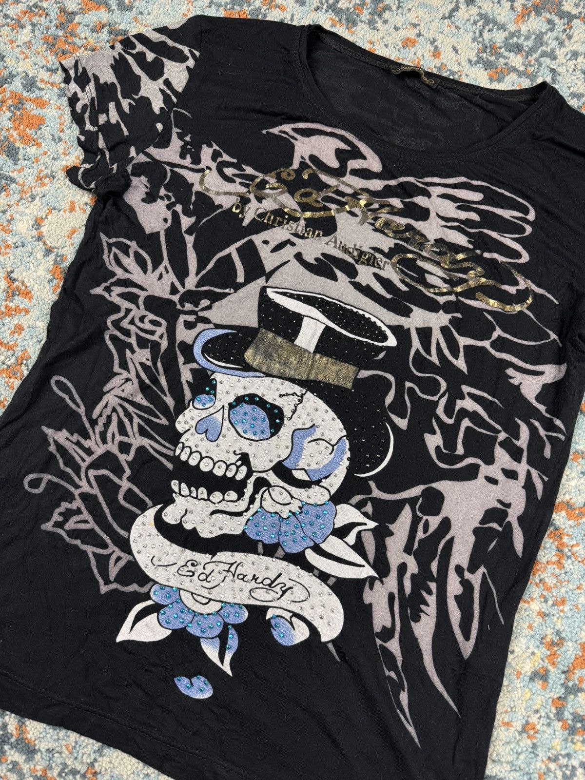 Christian Audigier × Ed Hardy × Vintage Vintage Y2K Ed Hardy by Christian Audigier studded tee top Size XL / US 12-14 / IT 48-50 - 5 Thumbnail