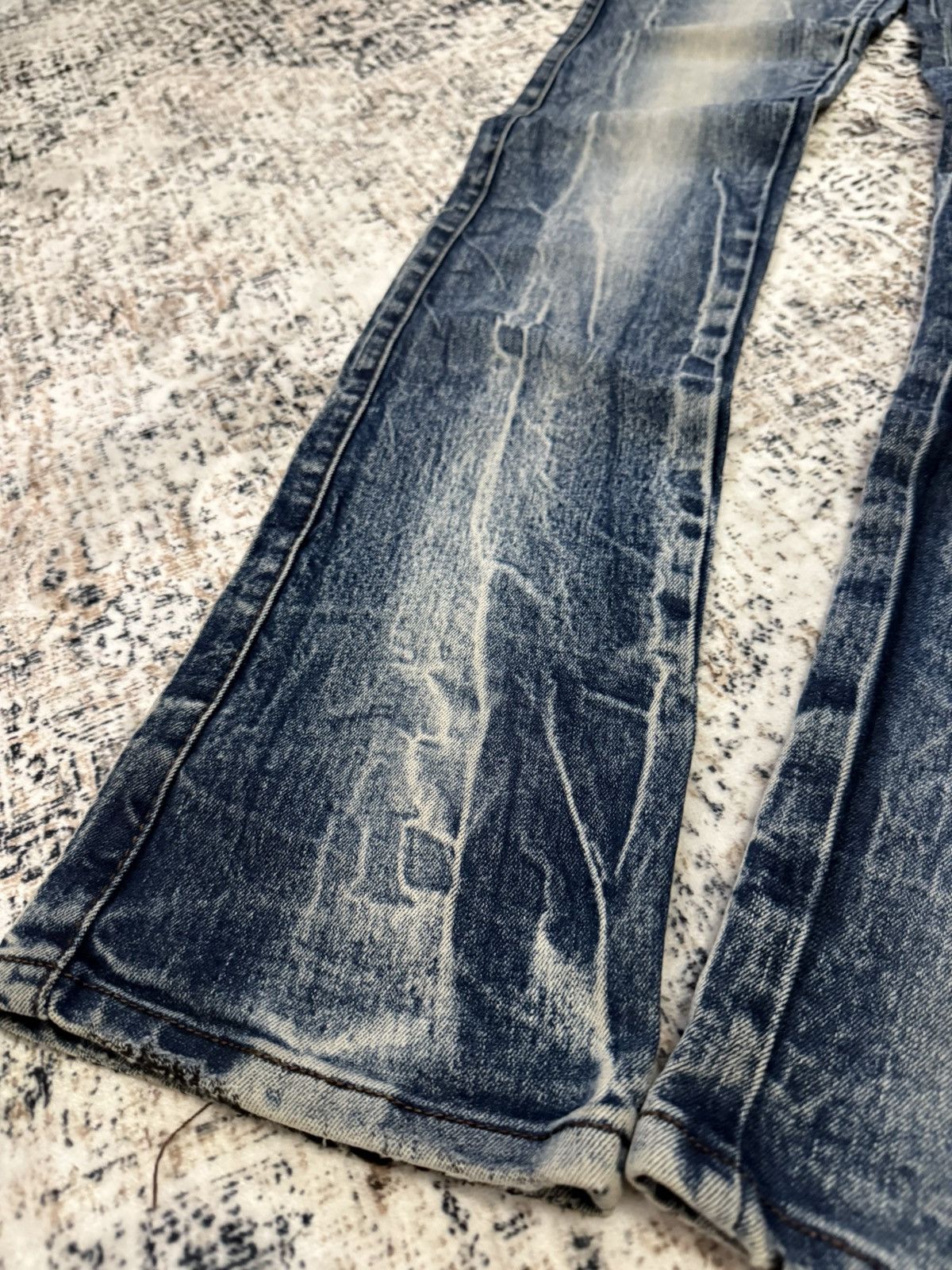 If Six Was Nine Diesel Black Gold Double Waist Whiskers Stack Flared Jeans Size US 29 - 10 Thumbnail