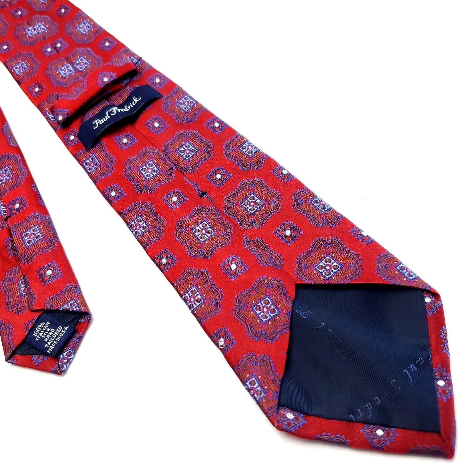 Paul Fredrick Paul Fredrick Red Silk Tie Woven Long Geometric Size ONE SIZE - 3 Thumbnail
