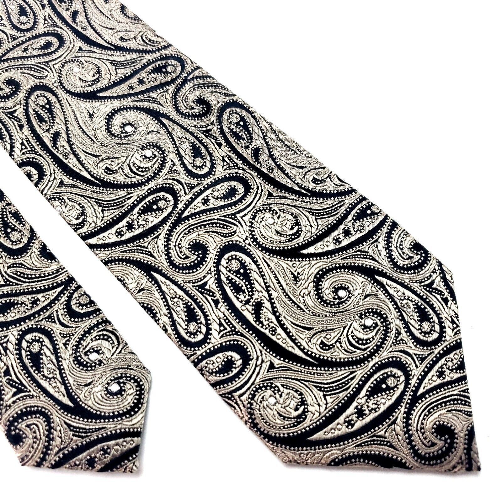 Chaps Chaps Silk Tie Woven Black Tan Paisley Skinny Size ONE SIZE - 1 Thumbnail
