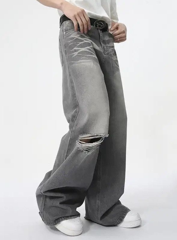 Japanese Brand × Jean × Vintage Men Distressed Straight Wide Leg Contrast Jean Size US 33 - 1 Thumbnail