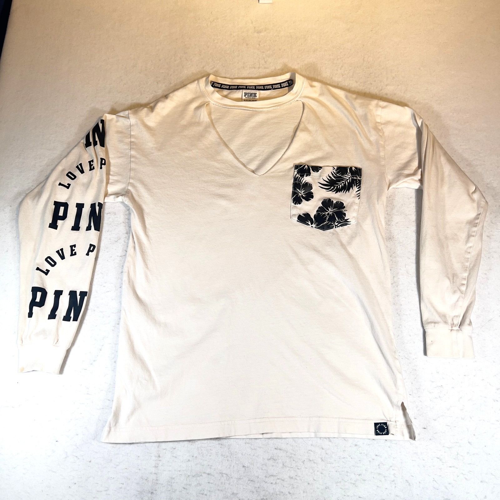 Pink Pink by Victoria Secret Woman XS Long Sleeve TShirt Tropical Size ONE SIZE - 1 Thumbnail
