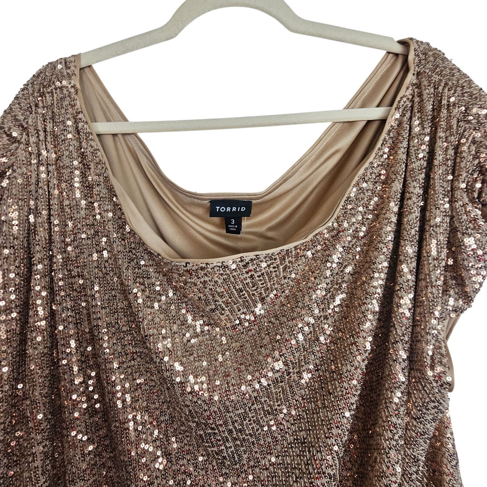 Torrid Torrid Womens Gold Sequin Off The Shoulder Top Plus Size 3X Size 3XL / US 20-22 - 3 Thumbnail