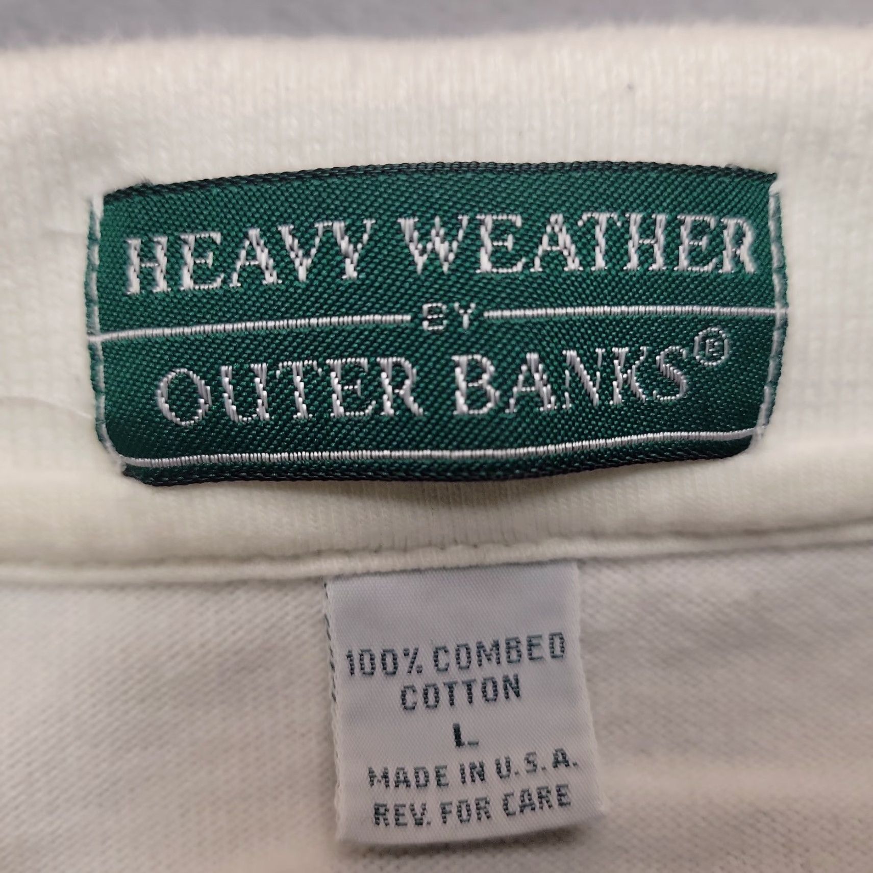 Vintage VINTAGE Outer Banks Rugby Shirt Men Large Blue White Stripe Campbell Crest Heavy Weather Size US L / EU 52-54 / 3 - 6 Thumbnail