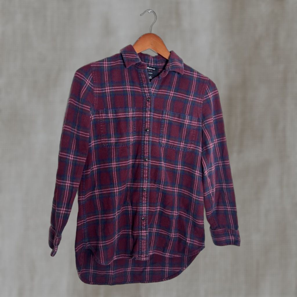 Madewell Madewell Womens Red Flannel Ex-Boyfriend Shirt Plaid Top XS Long Sleeve Button-Up Casual Classic 100% Cotton Womens Regular Size XS Red Flannel Shirt Size XS / US 0-2 / IT 36-38 - 1 Thumbnail