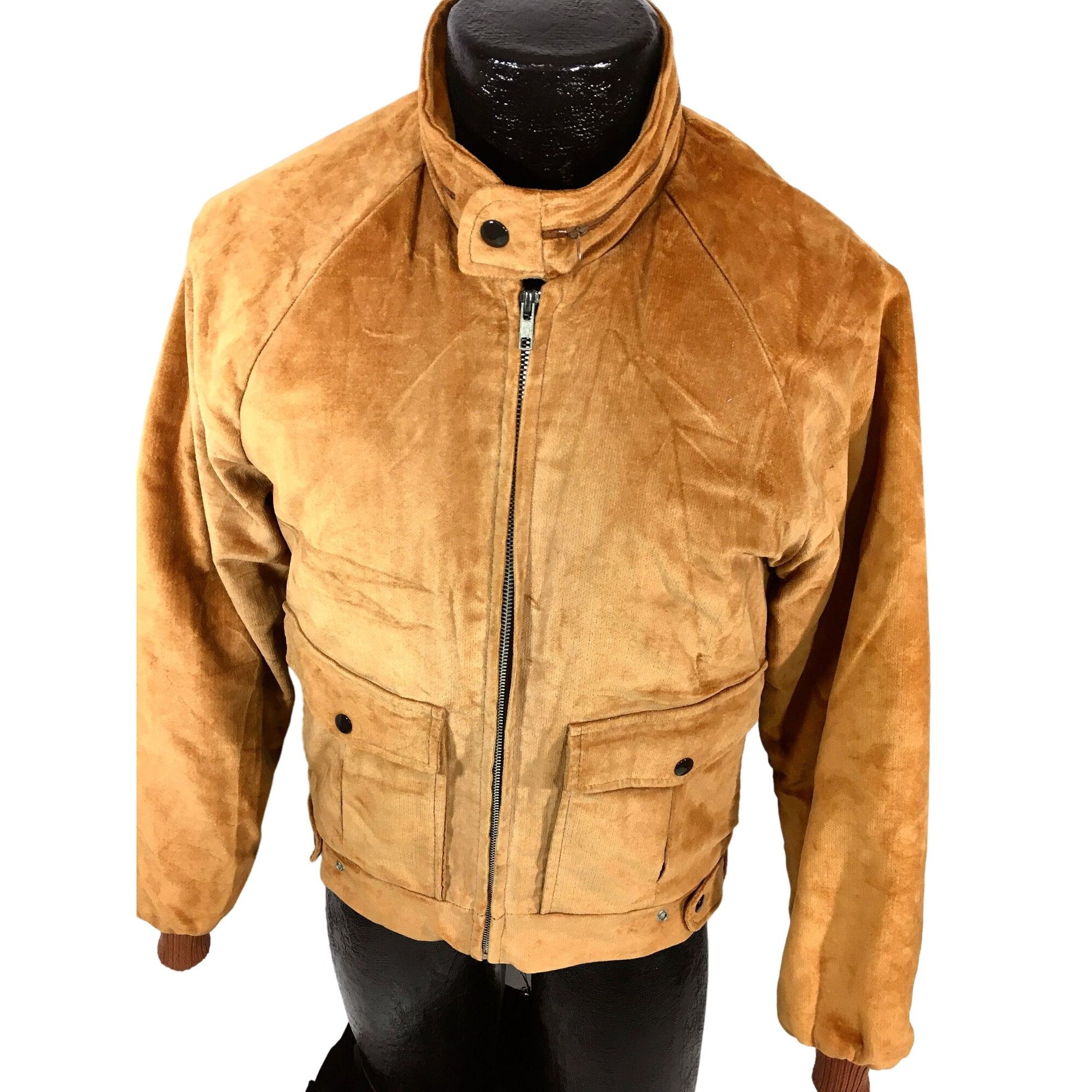 Vtg Cal Craft California Brown Velour VELVET Biker Jacket