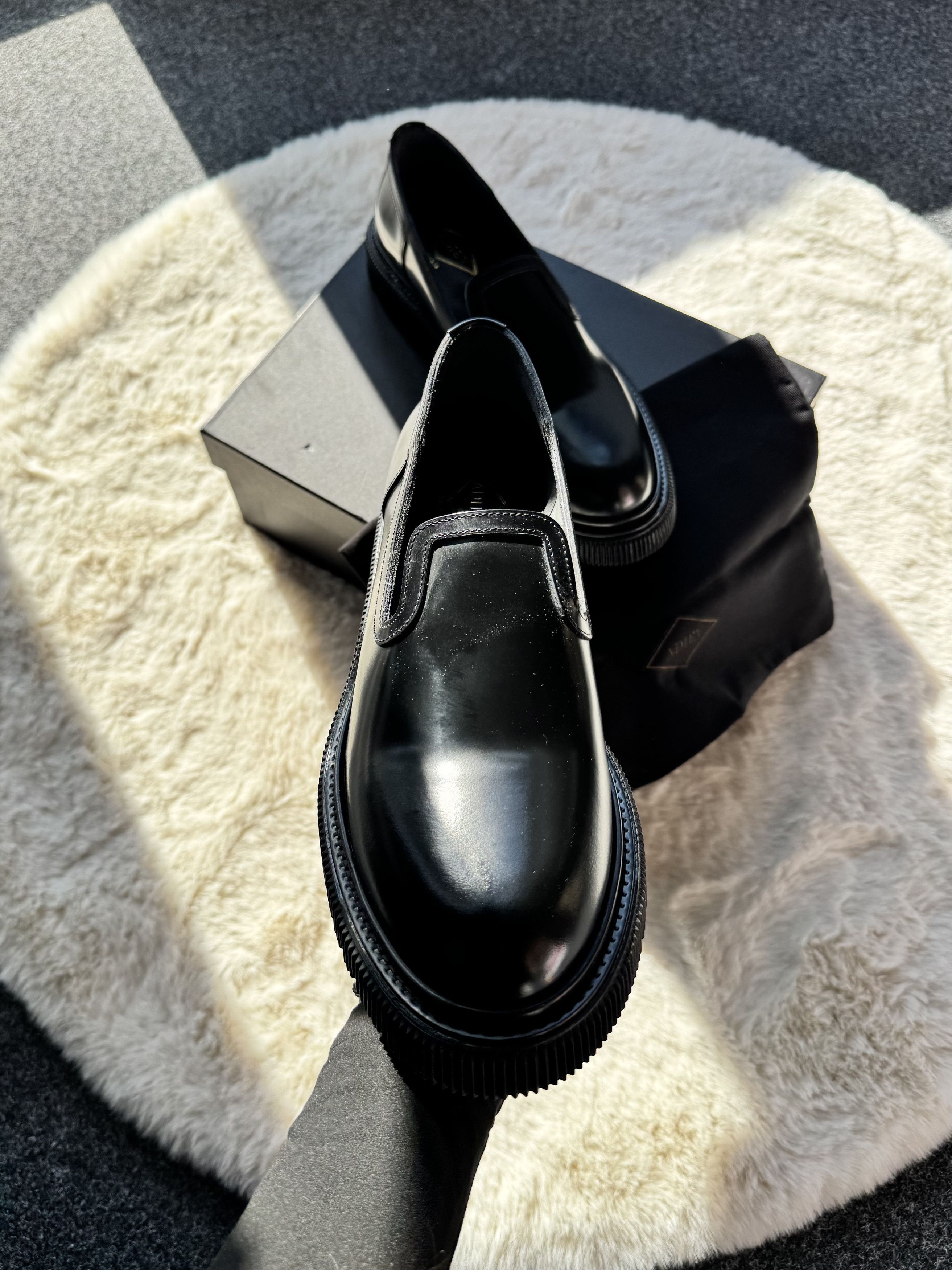 Adieu Paris Adieu Paris Type 215 - Black leather slip-on moccasins Size US 11 / EU 44 - 3 Thumbnail