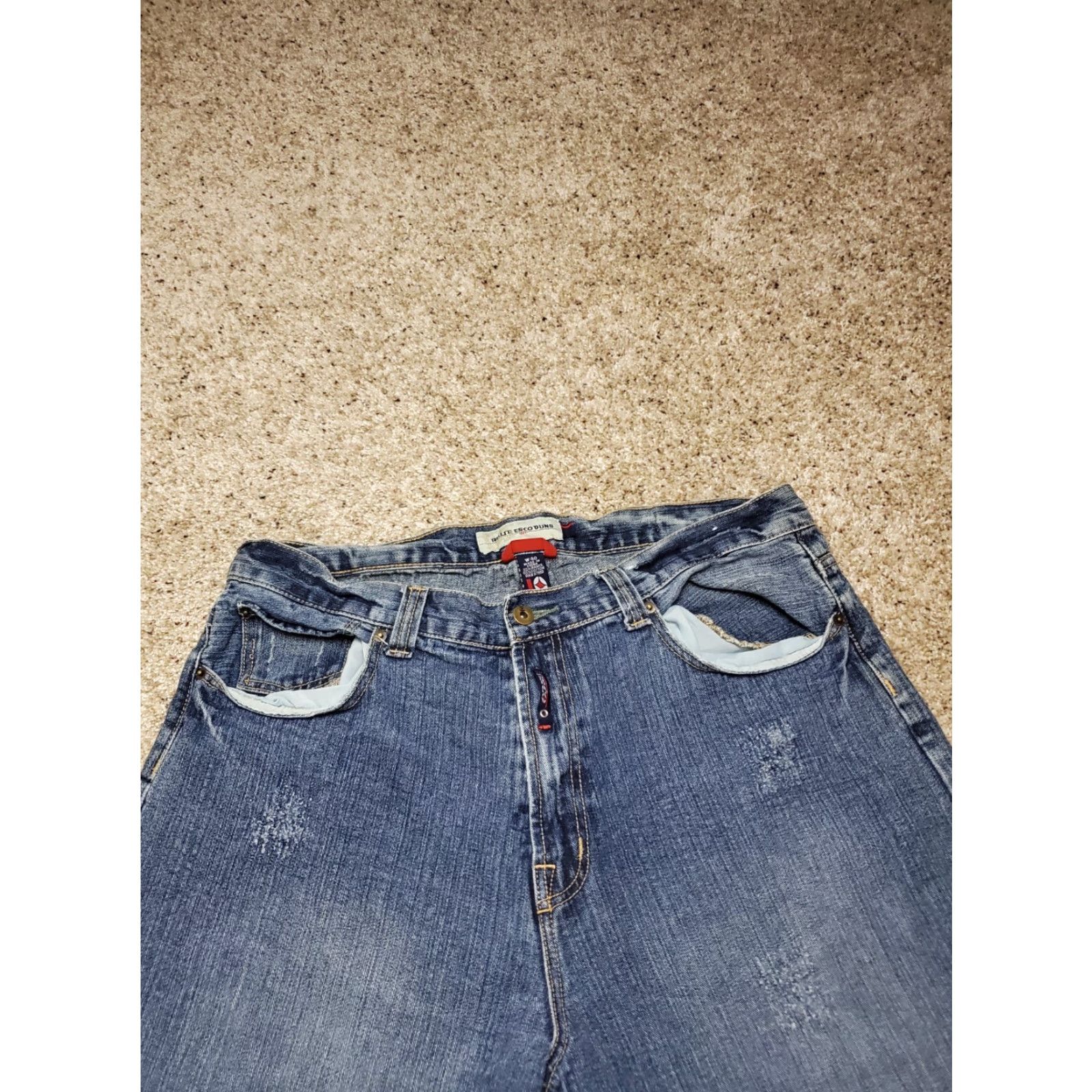 Denime VINTAGE Willie Esco Denim Shorts Bermuda 40 Mens Blue Embroidered 90s Hip Hop Baggy Fit Wide Leg Relaxed 5-Pocket Denim Shorts Mens Size US 40 / EU 56 - 3 Thumbnail
