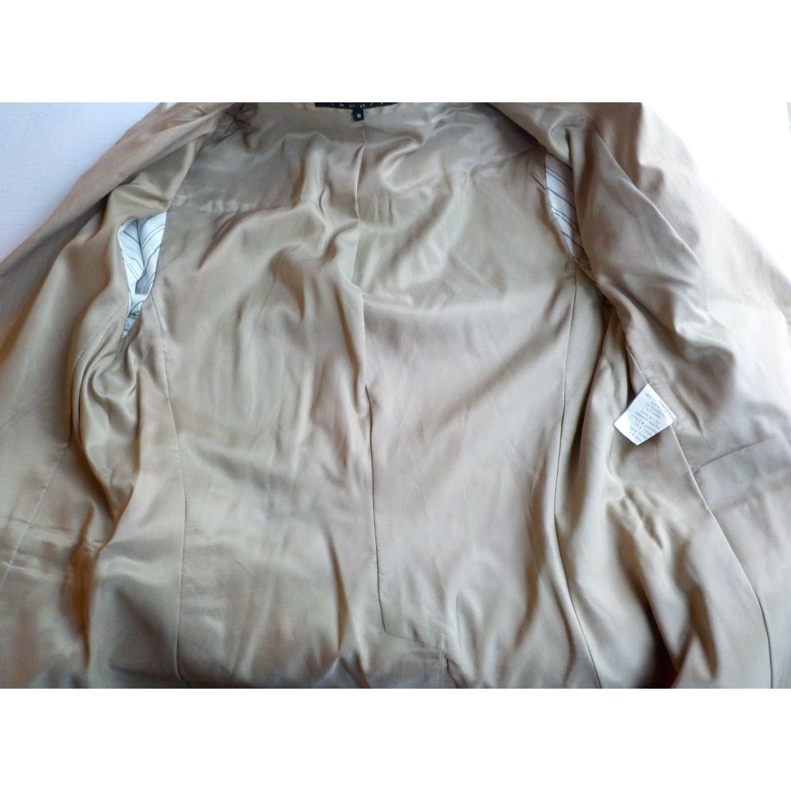 Theory THEORY Tan Pinstriped Blazer Women's Medium Fitted 2 Button Size M / US 6-8 / IT 42-44 - 4 Thumbnail
