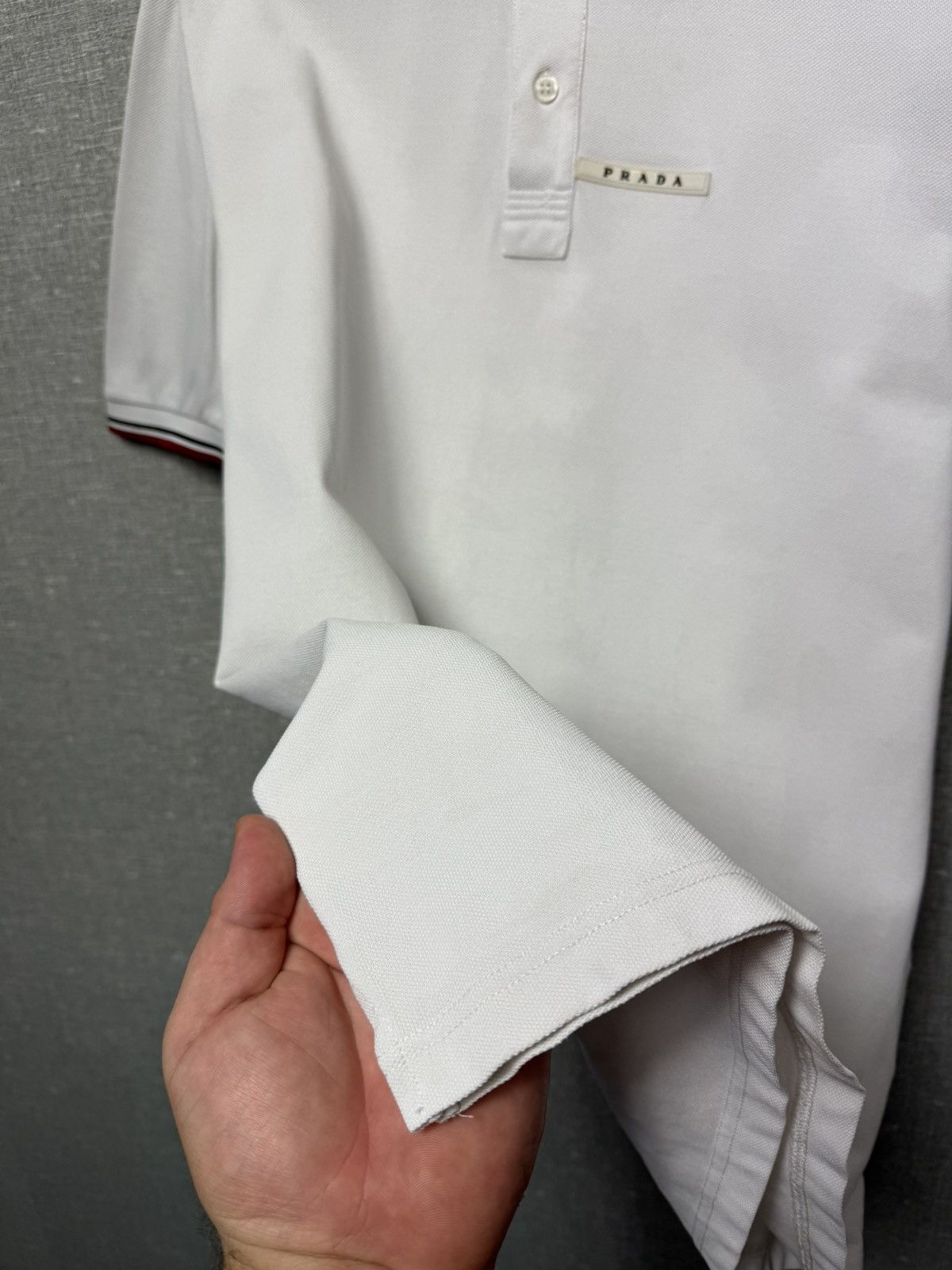 Prada Prada Milano White Tab Logo Men’s Polo T-Shirt Short Sleeve Size US L / EU 52-54 / 3 - 9 Thumbnail