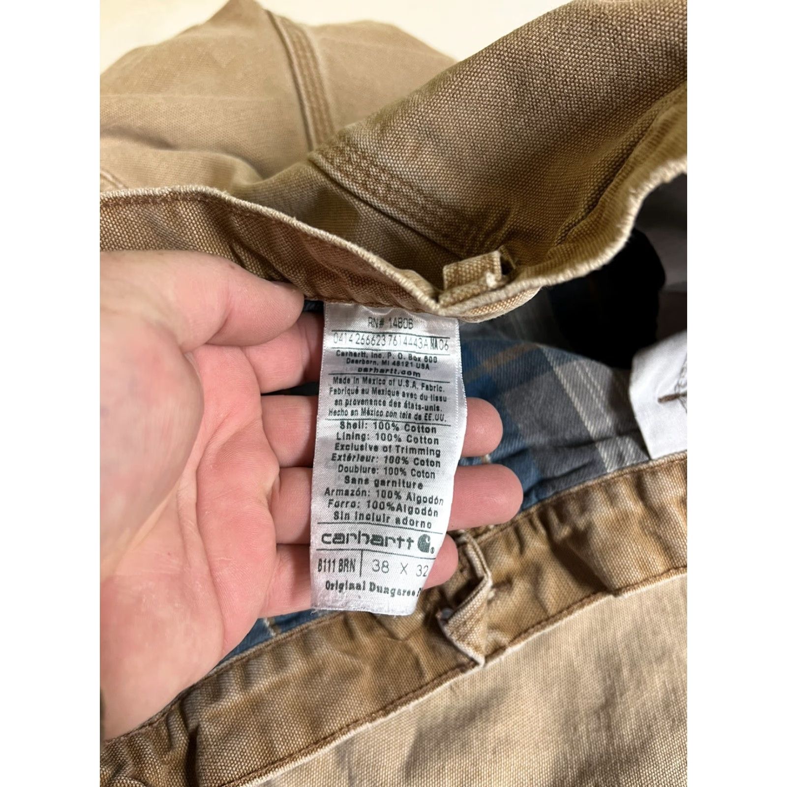 Carhartt VINTAGE Carhartt Mens B111 BRN Canvas Flannel Lined Pants Carpenter Workwear 38x31 38x32 Brown Mens Size US 38 / EU 54 - 4 Thumbnail