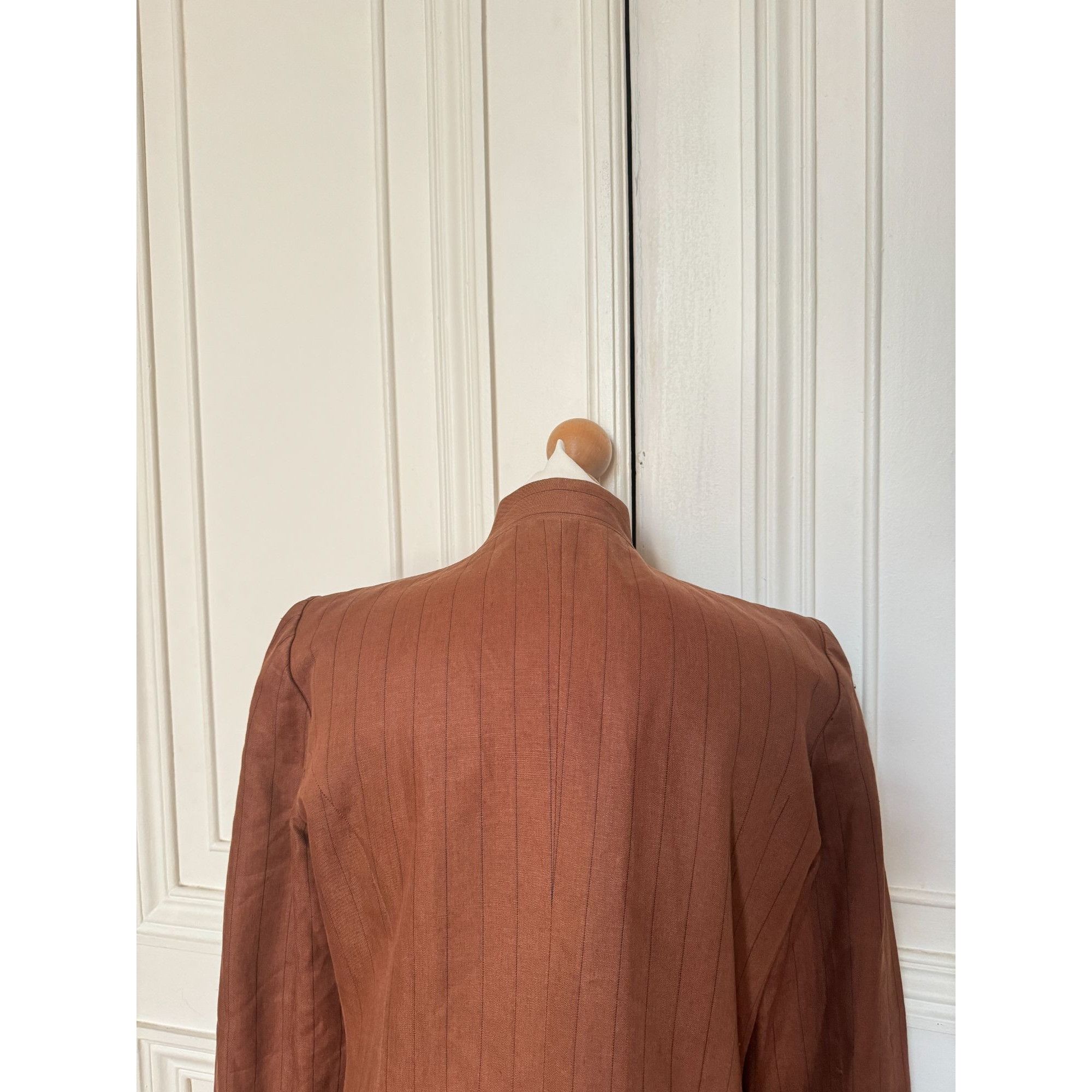 Yves Saint Laurent Brown Linen Safari Jacket Size S / US 4 / IT 40 - 4 Thumbnail
