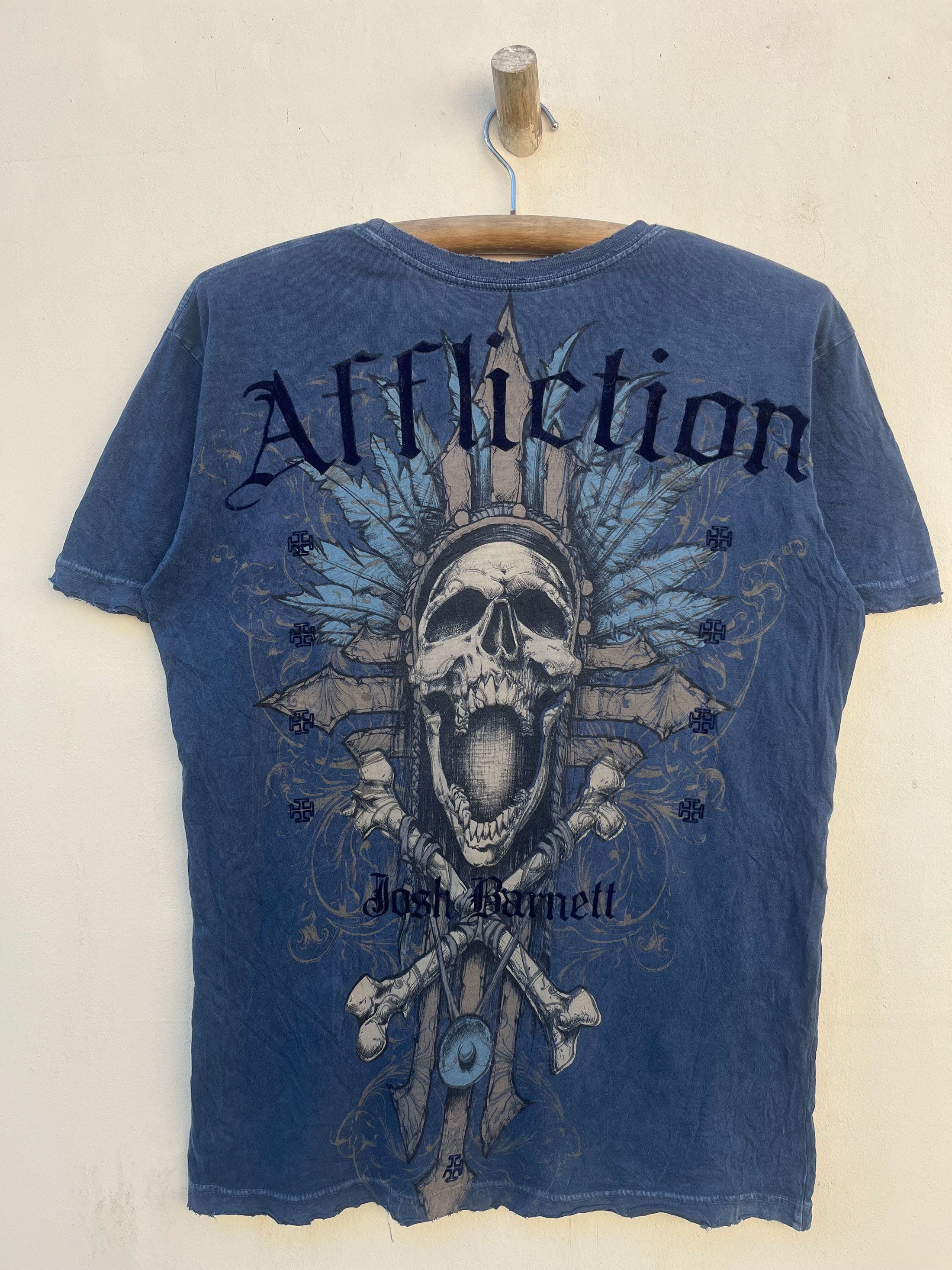 Affliction Josh Barnett Full Printed Distressed Collar Sleeve Hemming Size US S / EU 44-46 / 1 - 3 Thumbnail
