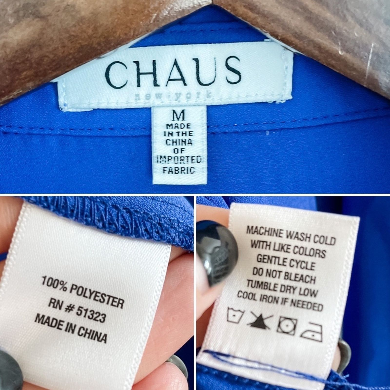 Vintage Vintage Chaus semi sheer royal blue metal button blouse M Size M / US 6-8 / IT 42-44 - 5 Thumbnail