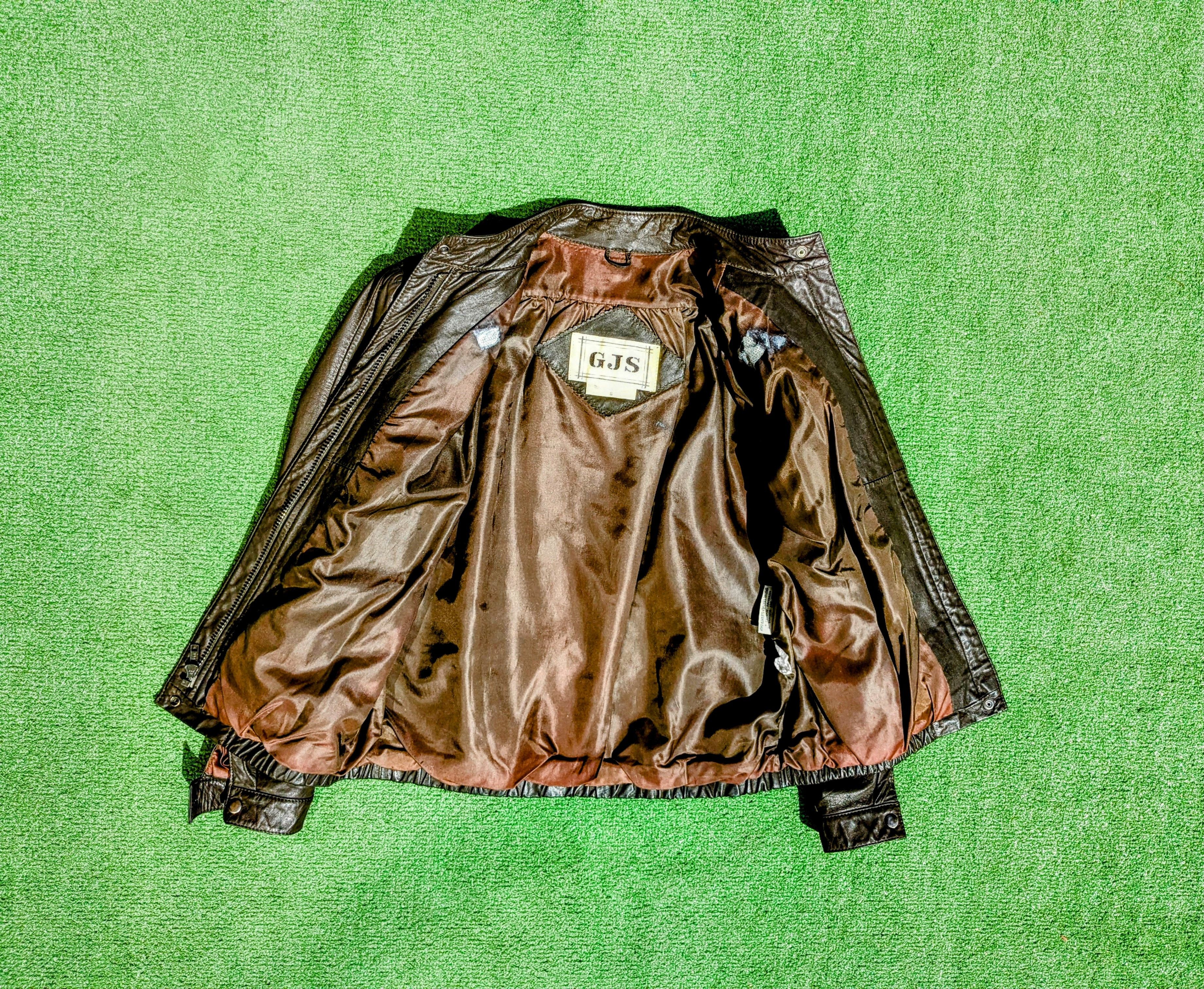 Other 1980s GJS Vintage Leather Zip-Up Bomber Racing Korean Jacket Size S / US 4 / IT 40 - 5 Thumbnail