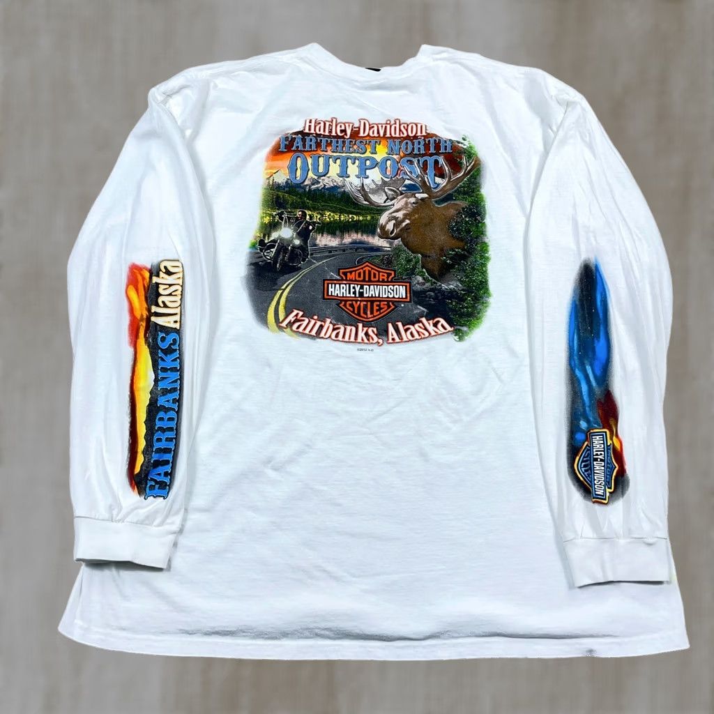 Harley Davidson Vintage Harley Davidson Shirt Men 2XL Long Sleeve Hit Fire Flames Alaska Y2K Size US XXL / EU 58 / 5 - 1 Thumbnail