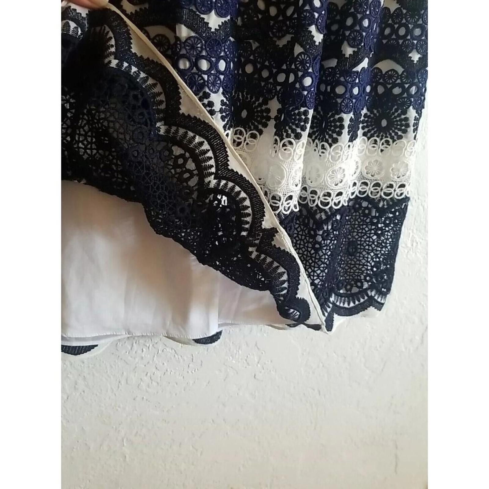 Other Monique L’huilier Pleated Fit & Flare Midi Dress Blue White Size XS / US 0-2 / IT 36-38 - 6 Thumbnail