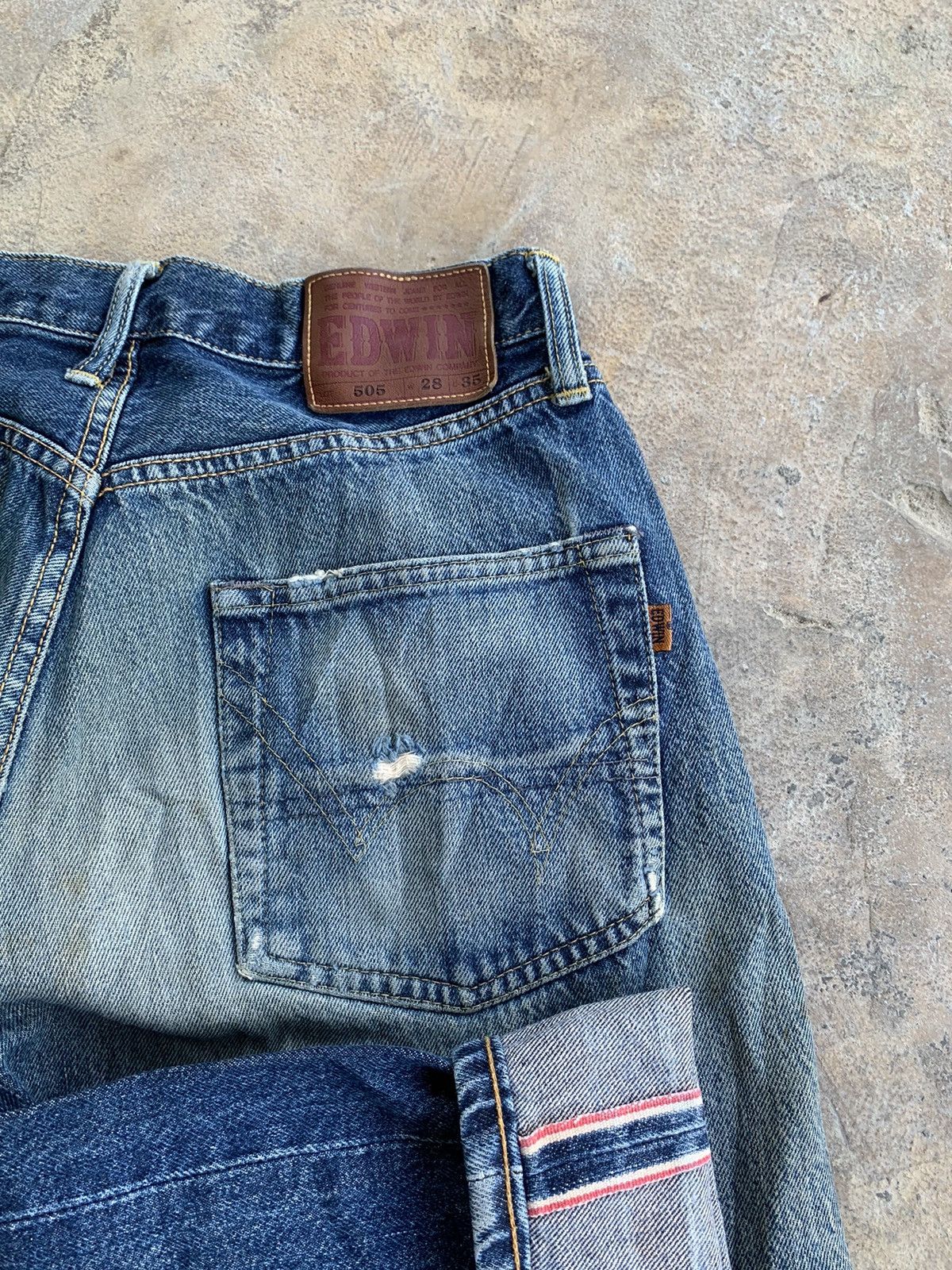Edwin × If Six Was Nine Vintage Distressed Edwin 505 Redline Selvedge Denim Size US 27 - 4 Thumbnail