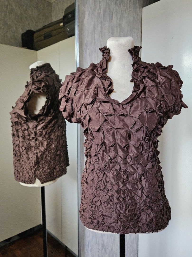 Issey Miyake Issey Miyake Fall 2001 Archive 3D Geometric Silk Blouse Size M / US 6-8 / IT 42-44 - 5 Thumbnail