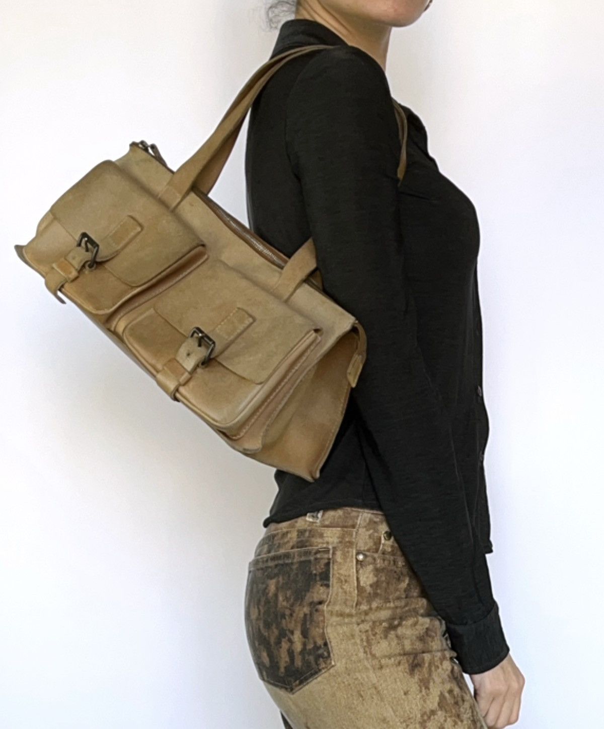 Miu Miu 1990s Miu Miu Camel Leather Bag Size ONE SIZE - 9 Thumbnail
