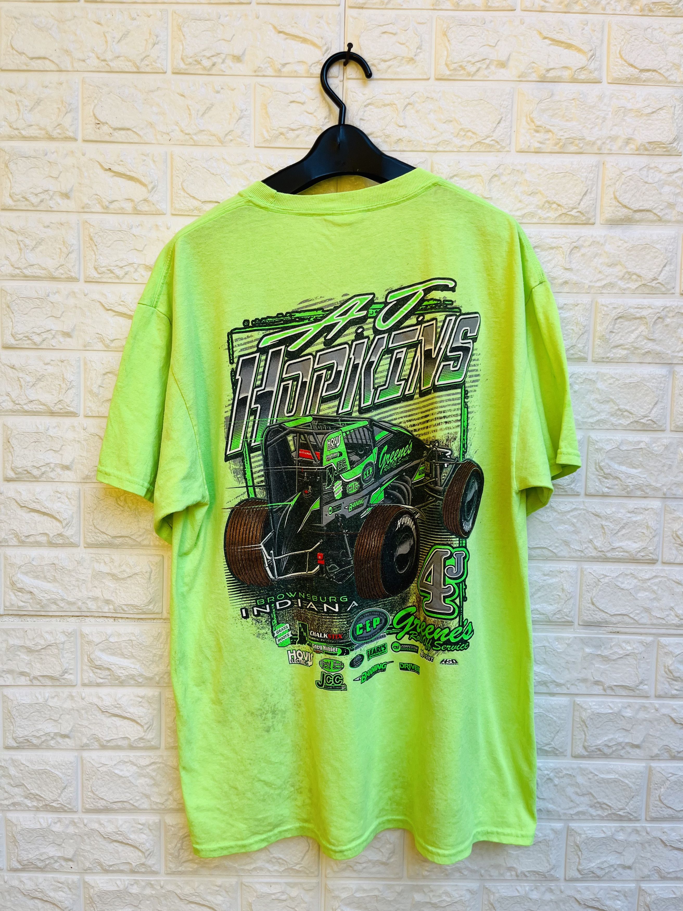 image of Vintage A.j. Hopkins Brownsburg Indiana Sport Shirt in Green, Men's (Size Large)