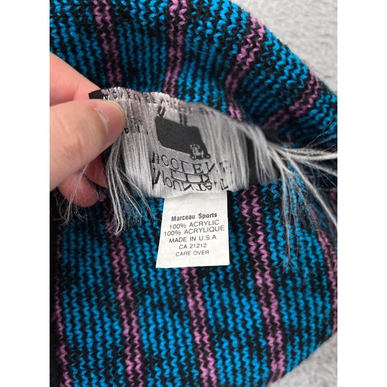 Vintage Mountain Lid Woolens Beanie Adult One Size Blue Argyle Knit Tassel Acrylic Made USA Toque Size ONE SIZE - 8 Thumbnail