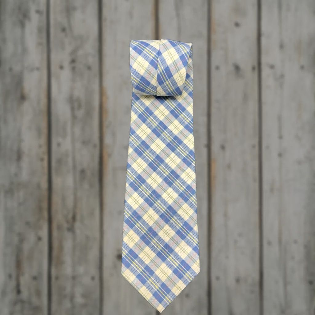 Pendleton VINTAGE Pendleton Tie Blue Plaids Checks 100% Cotton Necktie Medallion Christmas Preppy Retro Wedding Men’s Patterned Classic Width Indoor/Outdoor? Size ONE SIZE - 1 Thumbnail