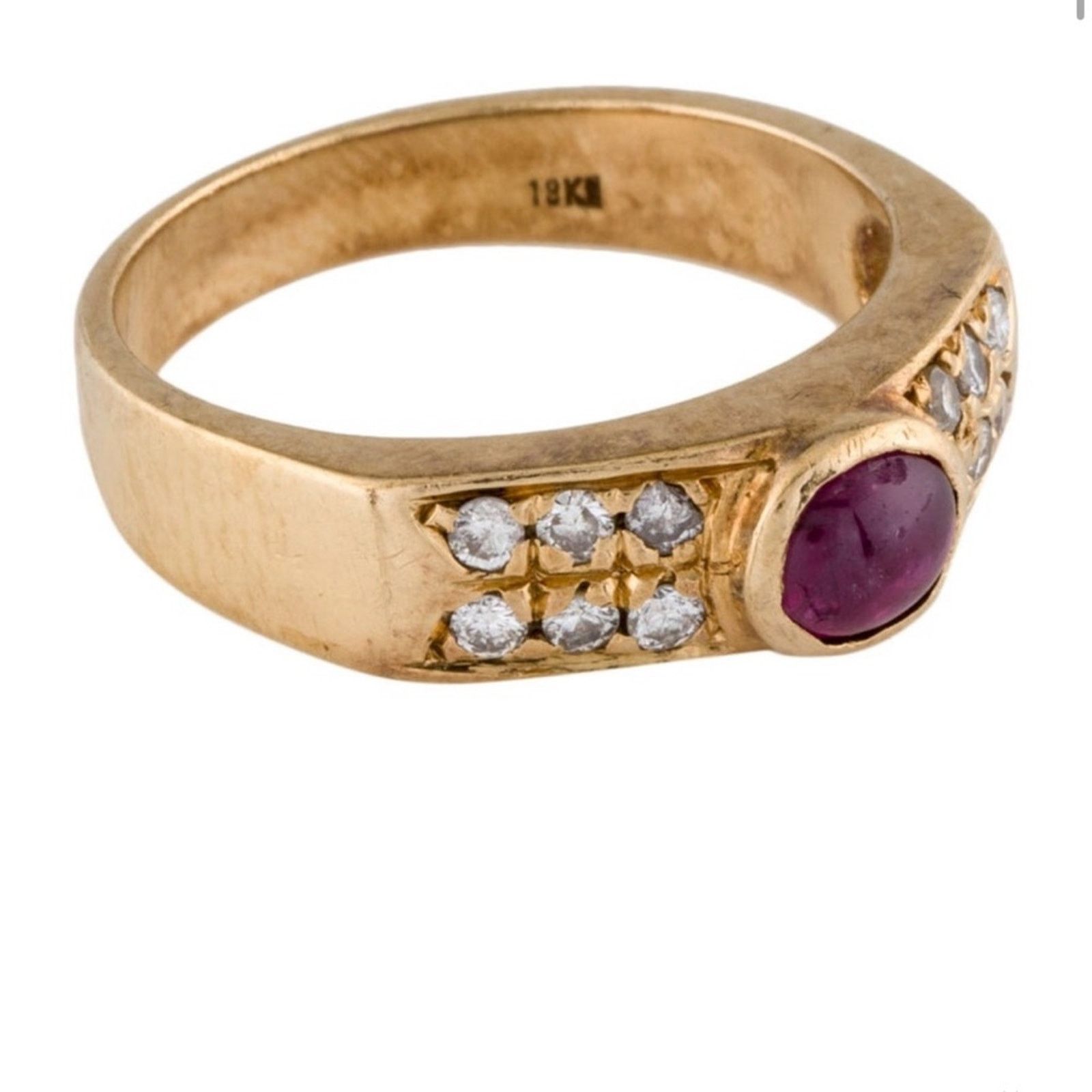 Other Cabochon Ruby ring set with diamond stones set in an 18 k Size ONE SIZE - 5 Thumbnail