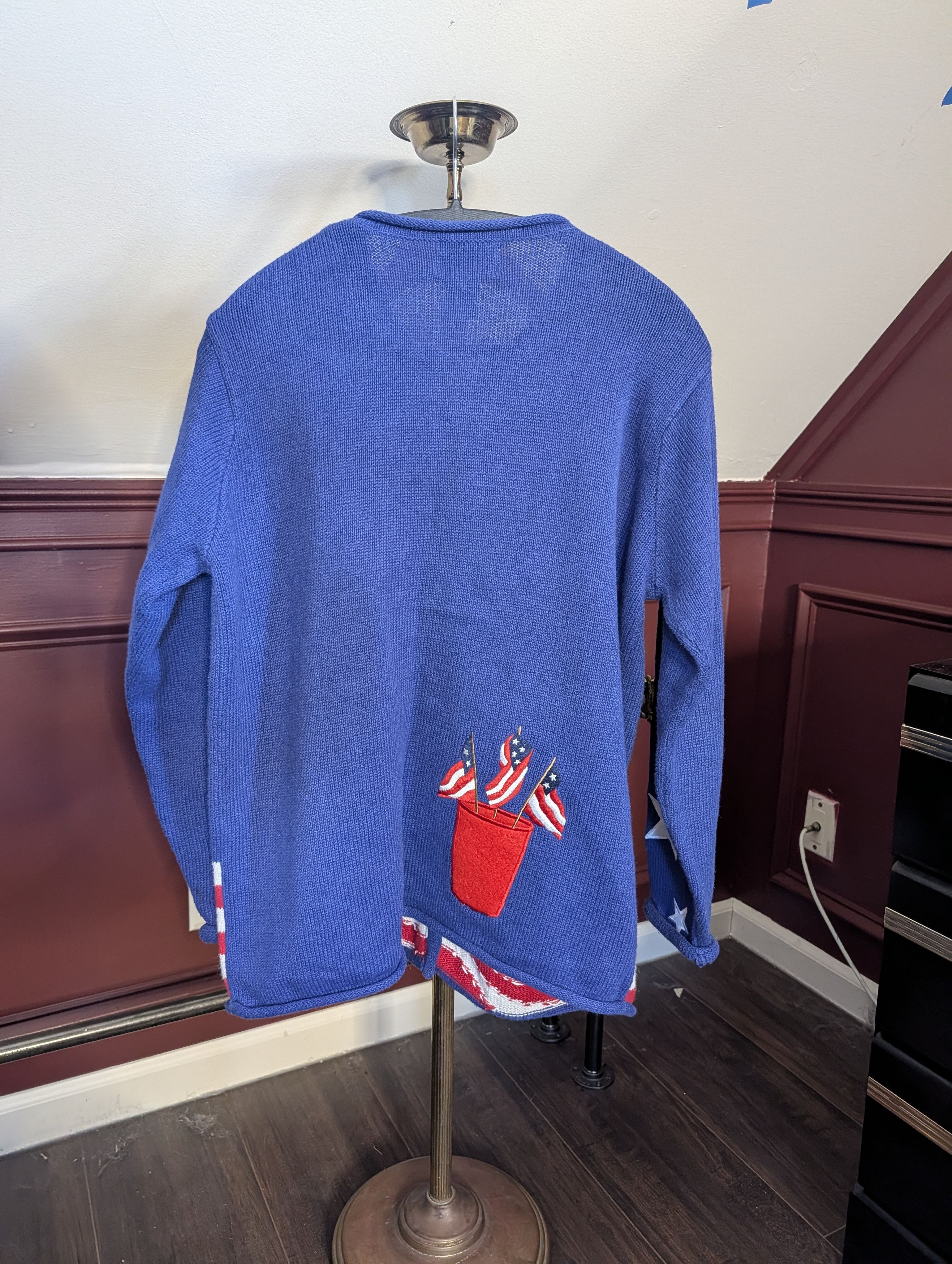 Quacker Factory Vintage RAMIE knit USA stars & stripes cardigan Med Size M / US 6-8 / IT 42-44 - 9 Thumbnail