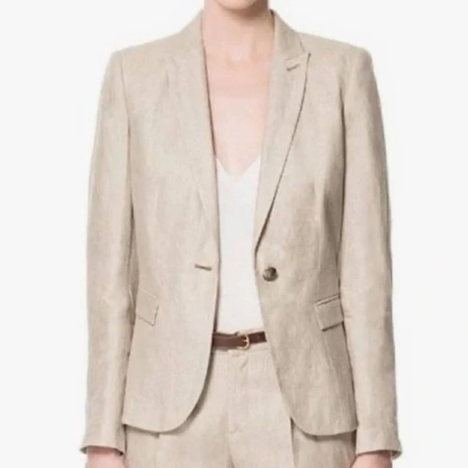 Zara ZARA BASICS Oatmeal Brown Single-Lapel BlazerJacket Sz XS Size XS / US 0-2 / IT 36-38 - 1 Thumbnail