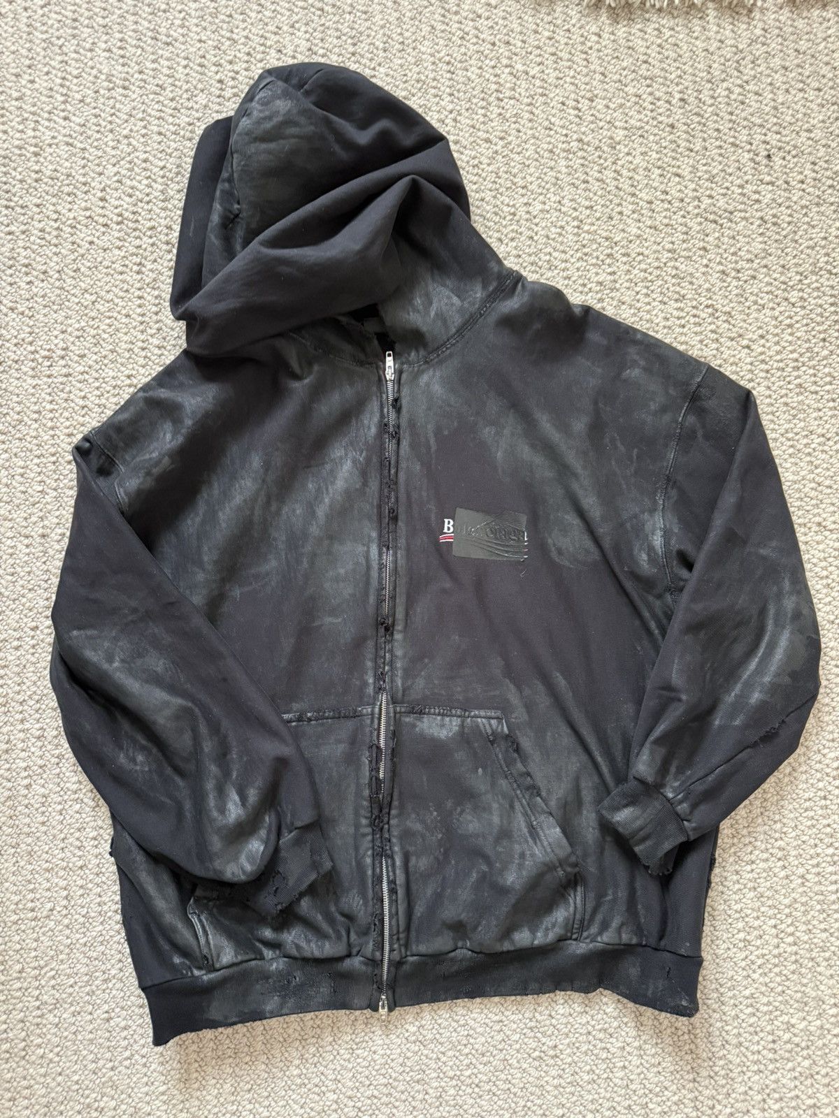 Balenciaga Balenciaga gaffer tape distressed zip hoodie Size US M / EU 48-50 / 2 - 3 Thumbnail