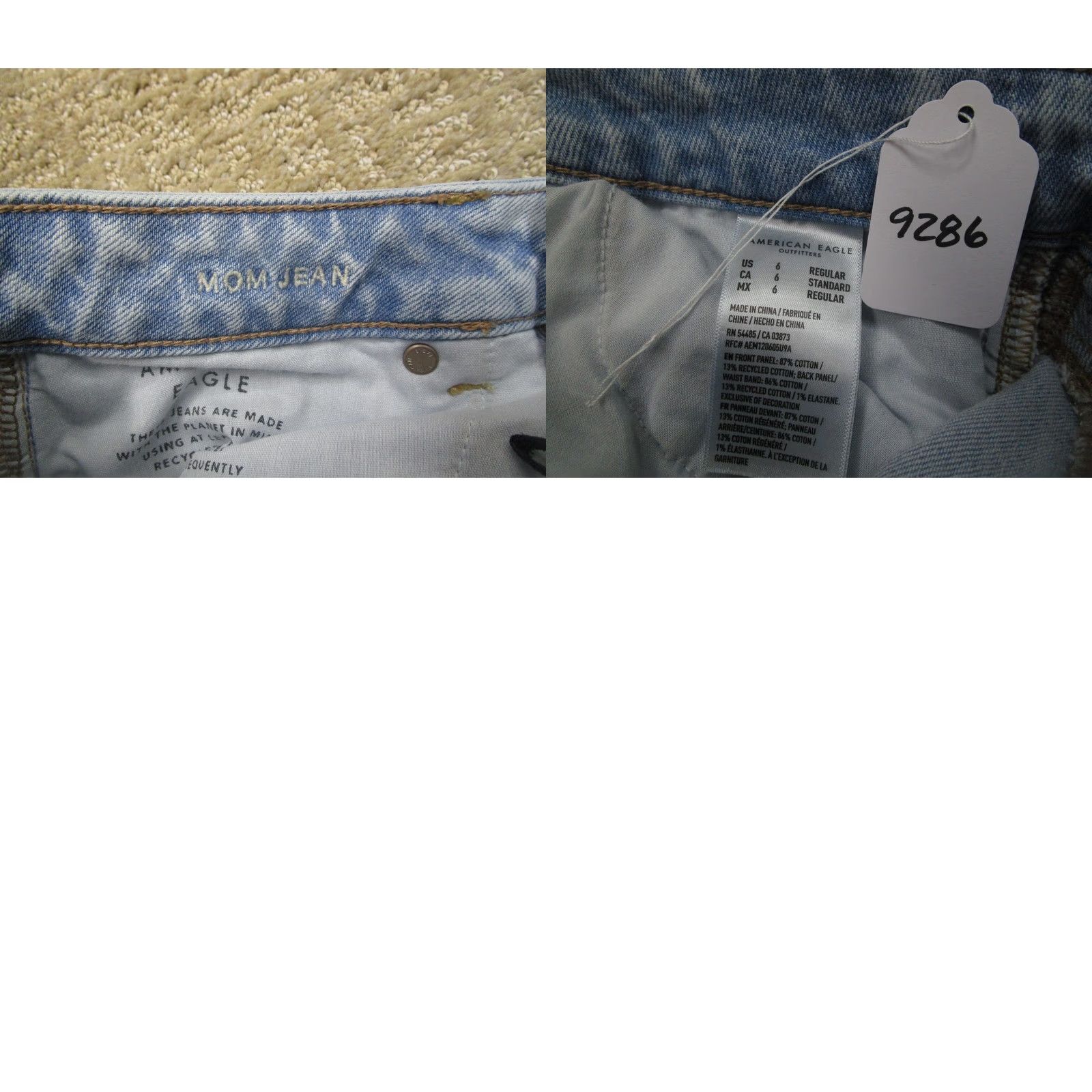Vintage American Eagle Jeans Women 6 Light Blue High Rise 5-Pocket Denim Mom Style Tapered Pants Mens? Size 28" / US 6 / IT 42 - 8 Thumbnail