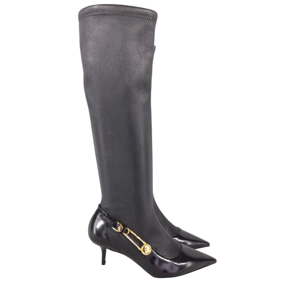 Versace Versace Safety Pin Nappa Stretch Boots US 6 EU 36 Womens Size US 6 / IT 36 - 7 Thumbnail