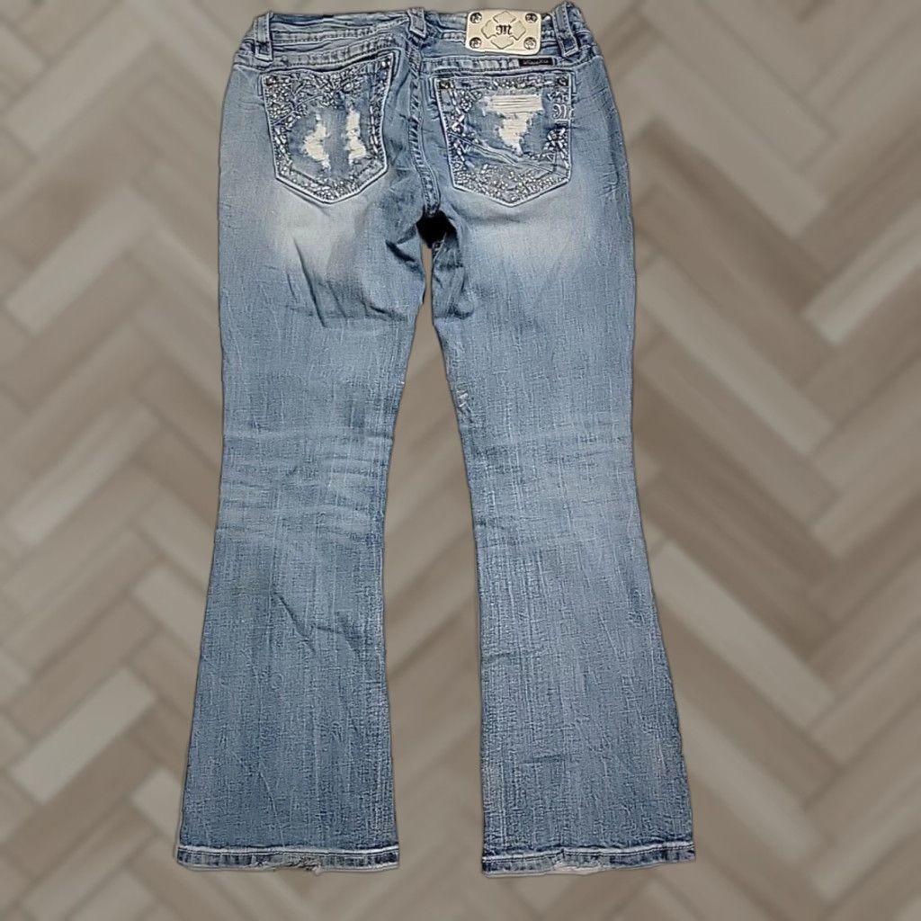 VINTAGE Miss Me Women's Skinny Jeans 29 Blue Denim Embroidered